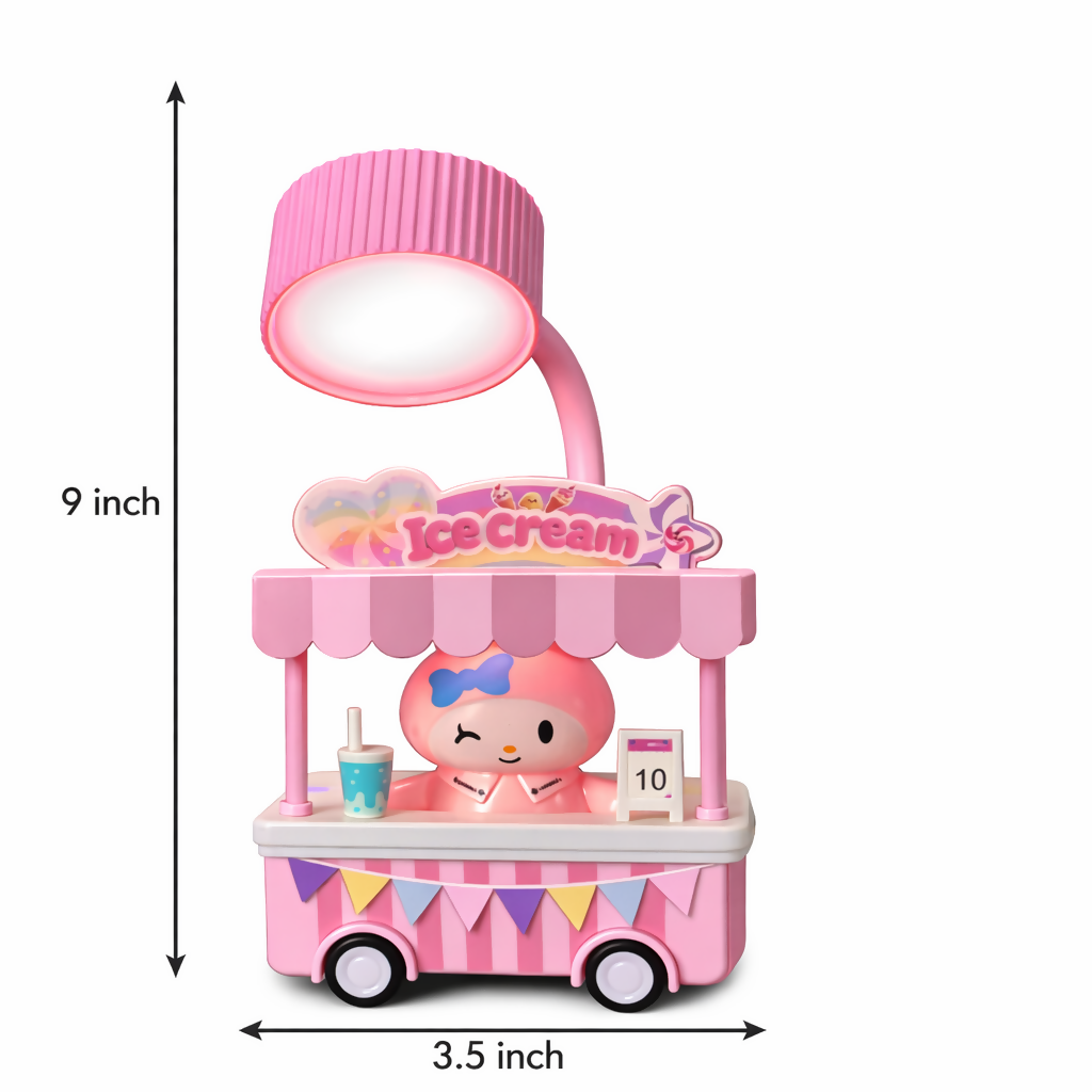 Ice Cream Cart Night Lamp – Adjustable Flexible Neck Kids Desk Light