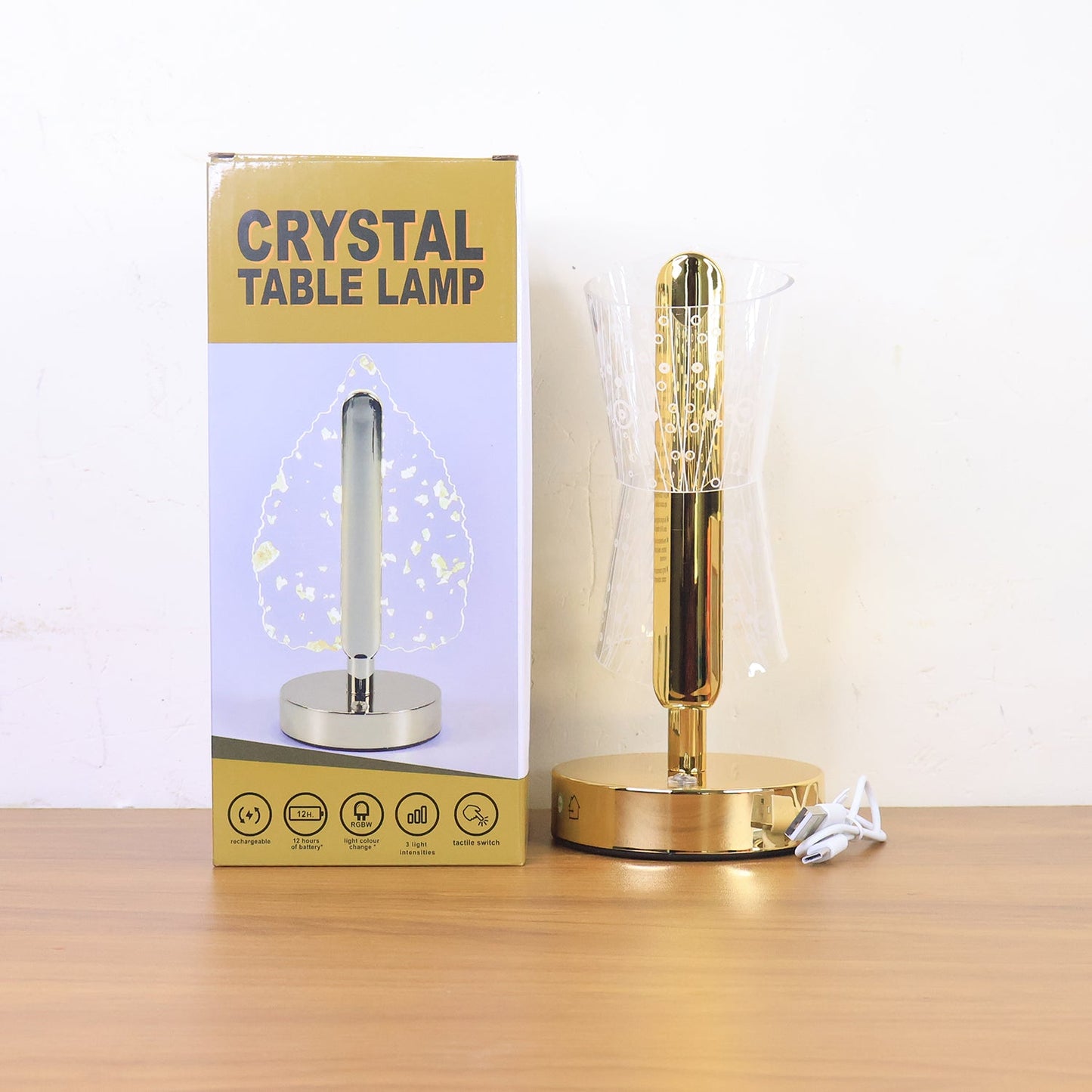 Crystal LED Double Shade Table Lamp – Elegant Home Lighting
