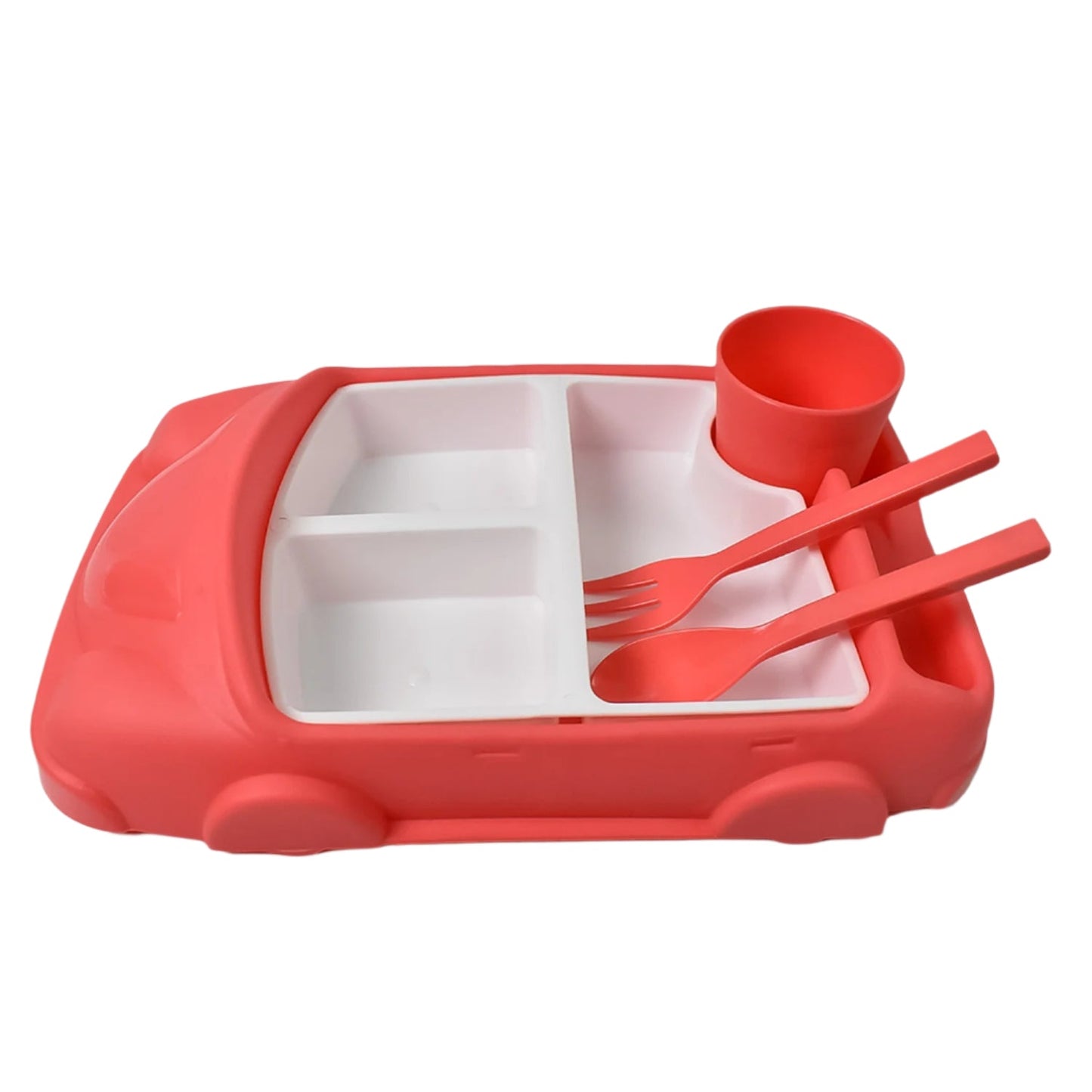 Kids Car Lunch Box Set – 4 Pcs Dinnerware & Suction Plate | Lunchie Bunchie