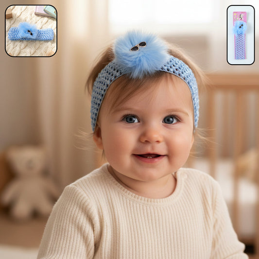 Baby Girls Hair Band – Soft Elastic with Pom Pom for Comfort