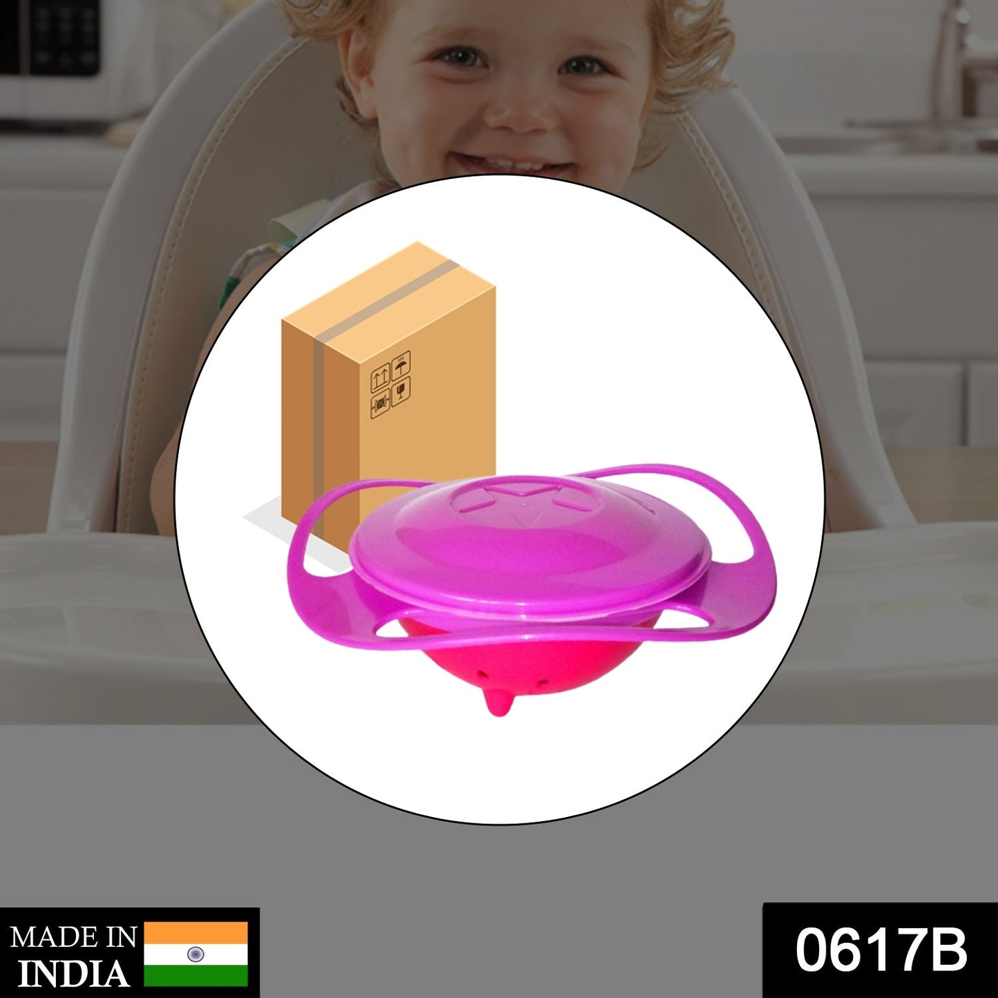 Rotating Baby Bowl – Spill-Proof & Easy Feeding | Mini Bubbles