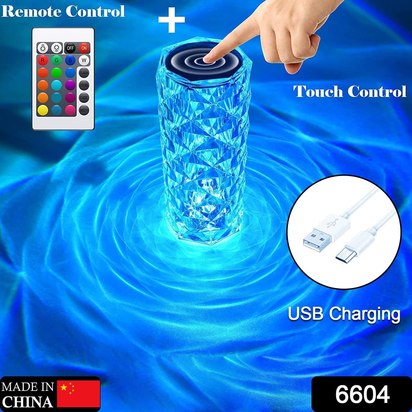 Crystal Touch Lamp – 16-Color Rose Diamond LED Table Light | Styleva