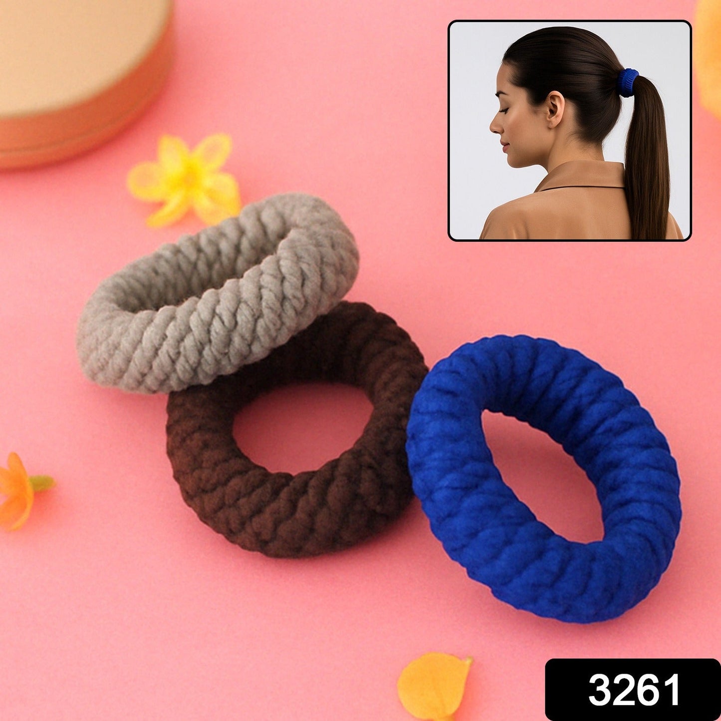 Tyre Shape Hair Bands – Multicolour, Secure Hold | Calm & Curl