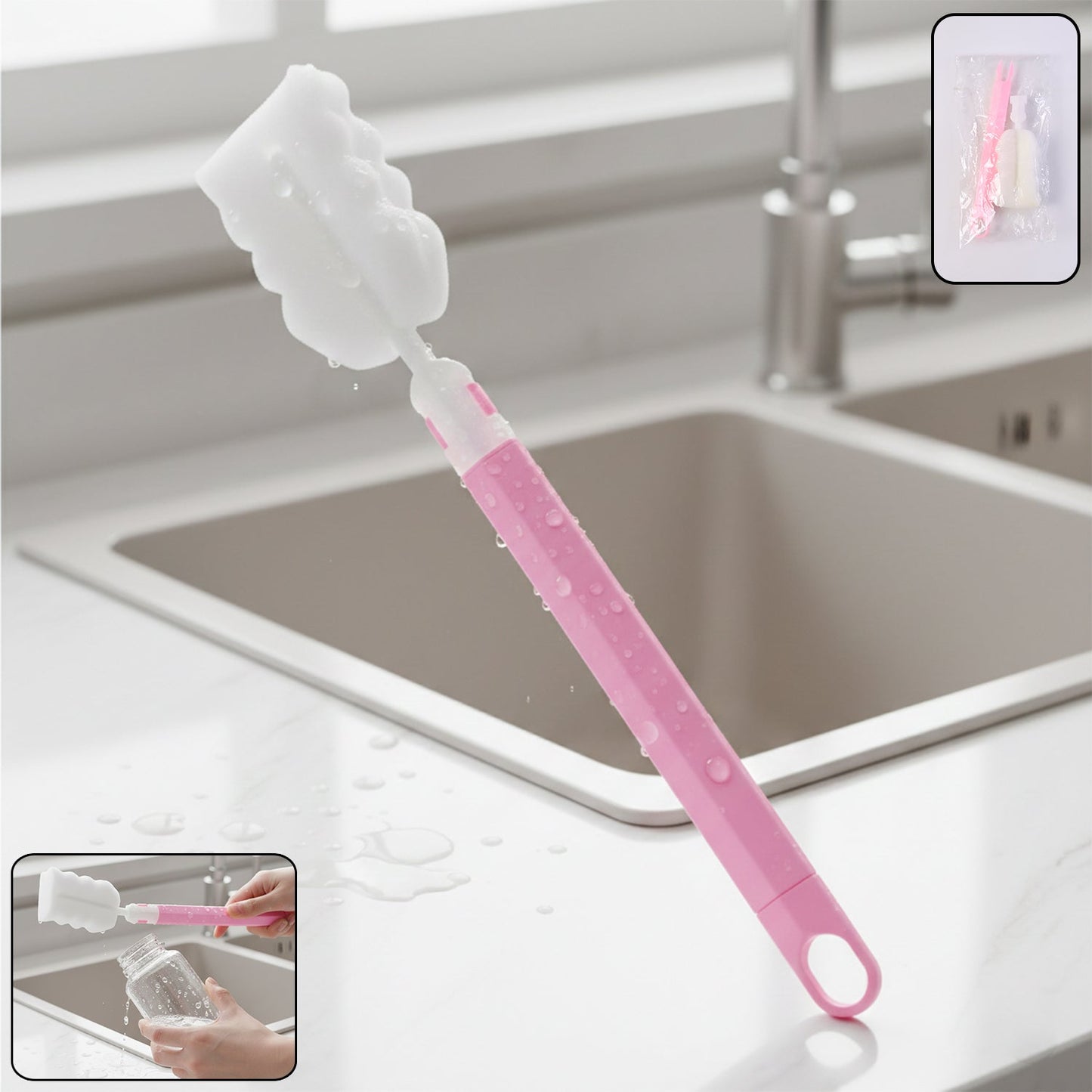 Silicone Bottle Cleaning Brush – Long Handle for Gentle, Deep Reach