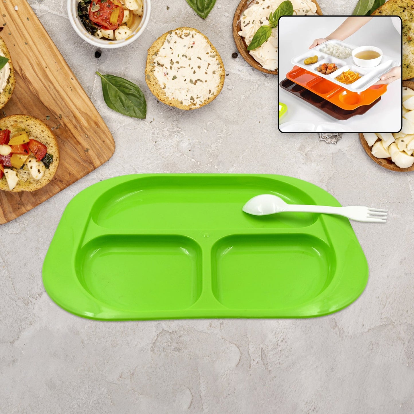 3-Compartment Food Plate – BPA-Free, Microwave Safe | FitFuzion