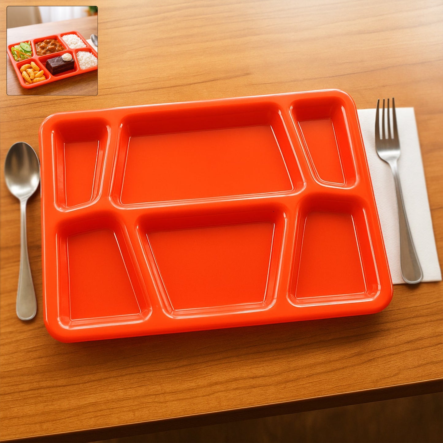 Multi-Compartment Plastic Meal Serving Tray – Mess-Free Portion Control