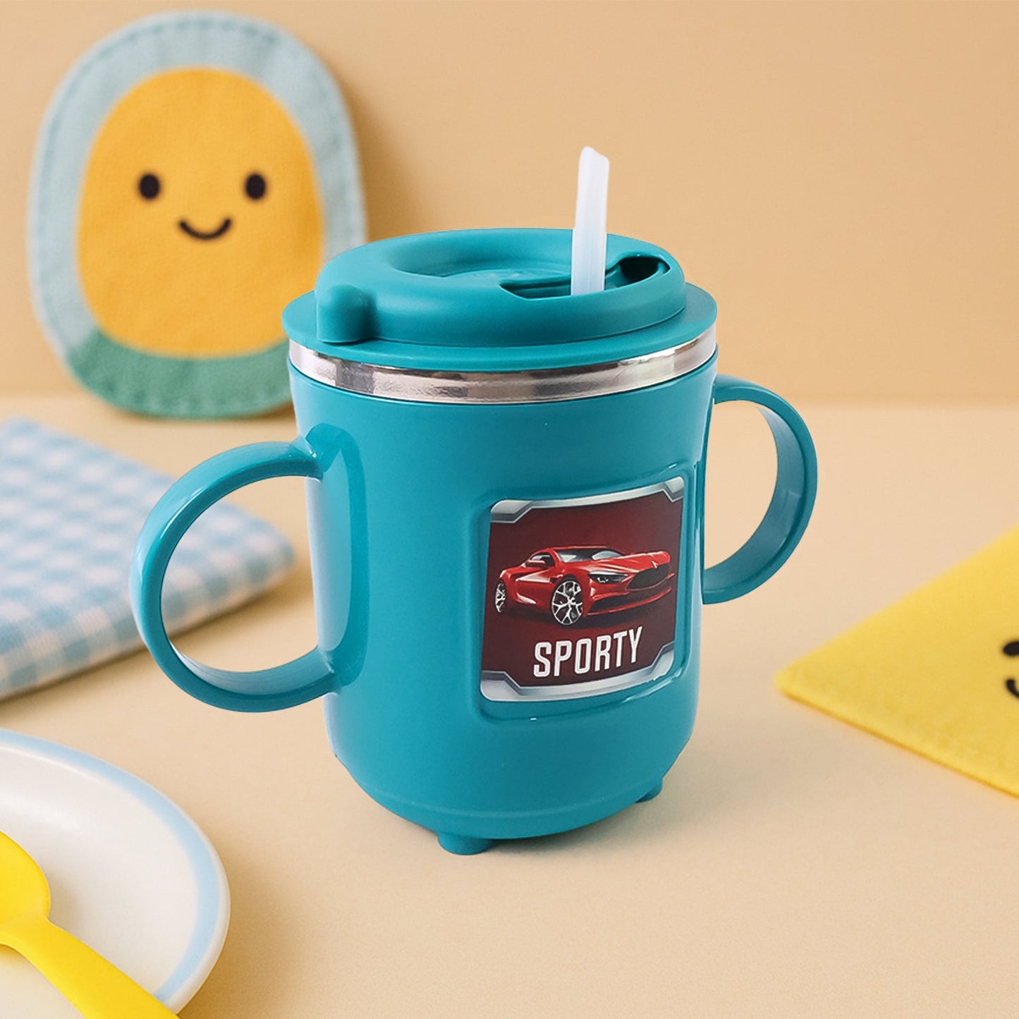 Kids Sporty Sipper Mug – Spill-Proof with Straw & Dual Handles