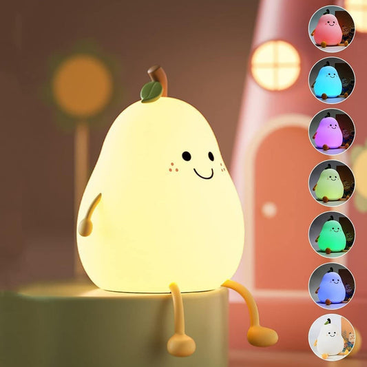 Pear Silicone Night Lamp – Multi-Color LED & Touch Control