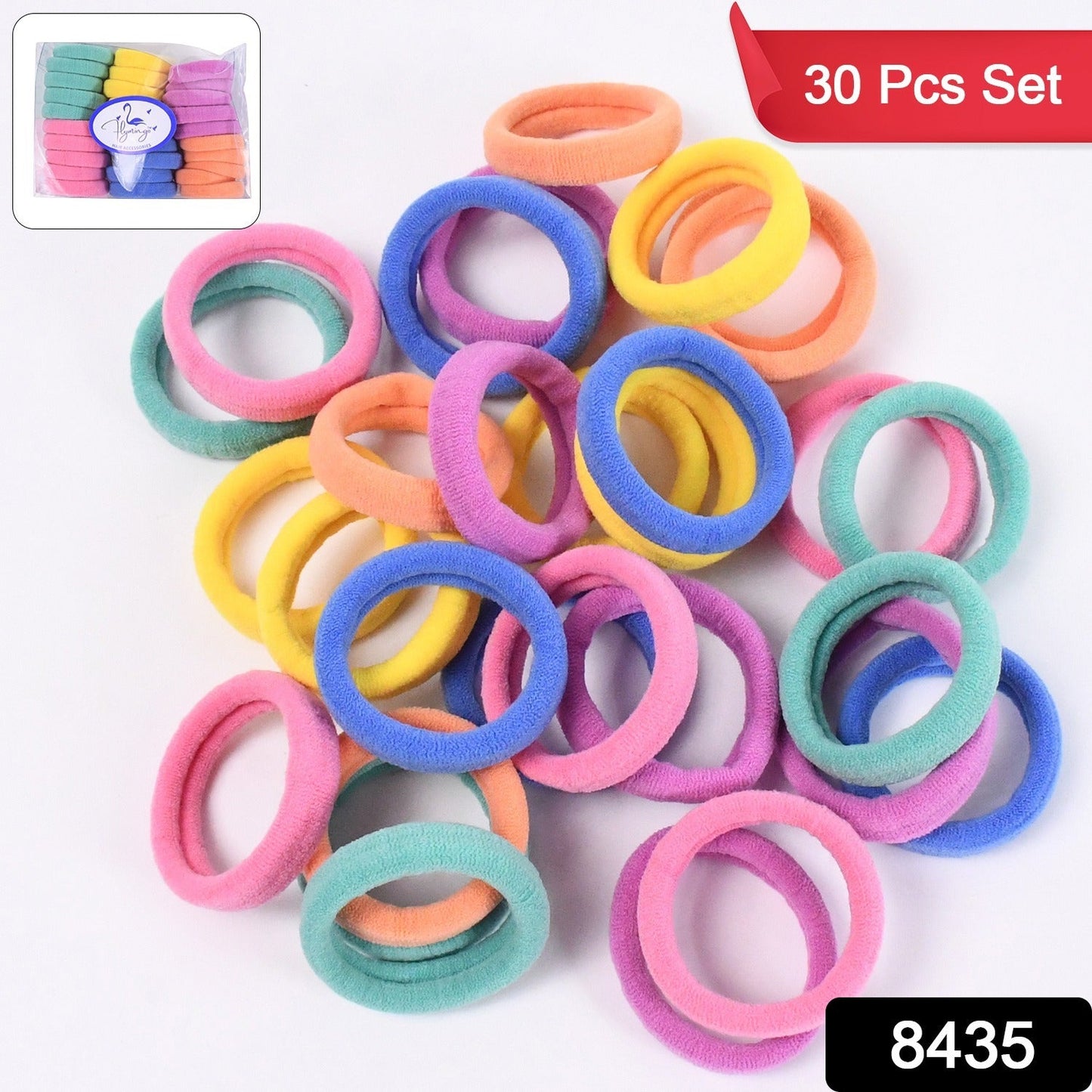 Mini Hair Ties – Colourful 30 Pcs Set for Kids | Calm & Curl