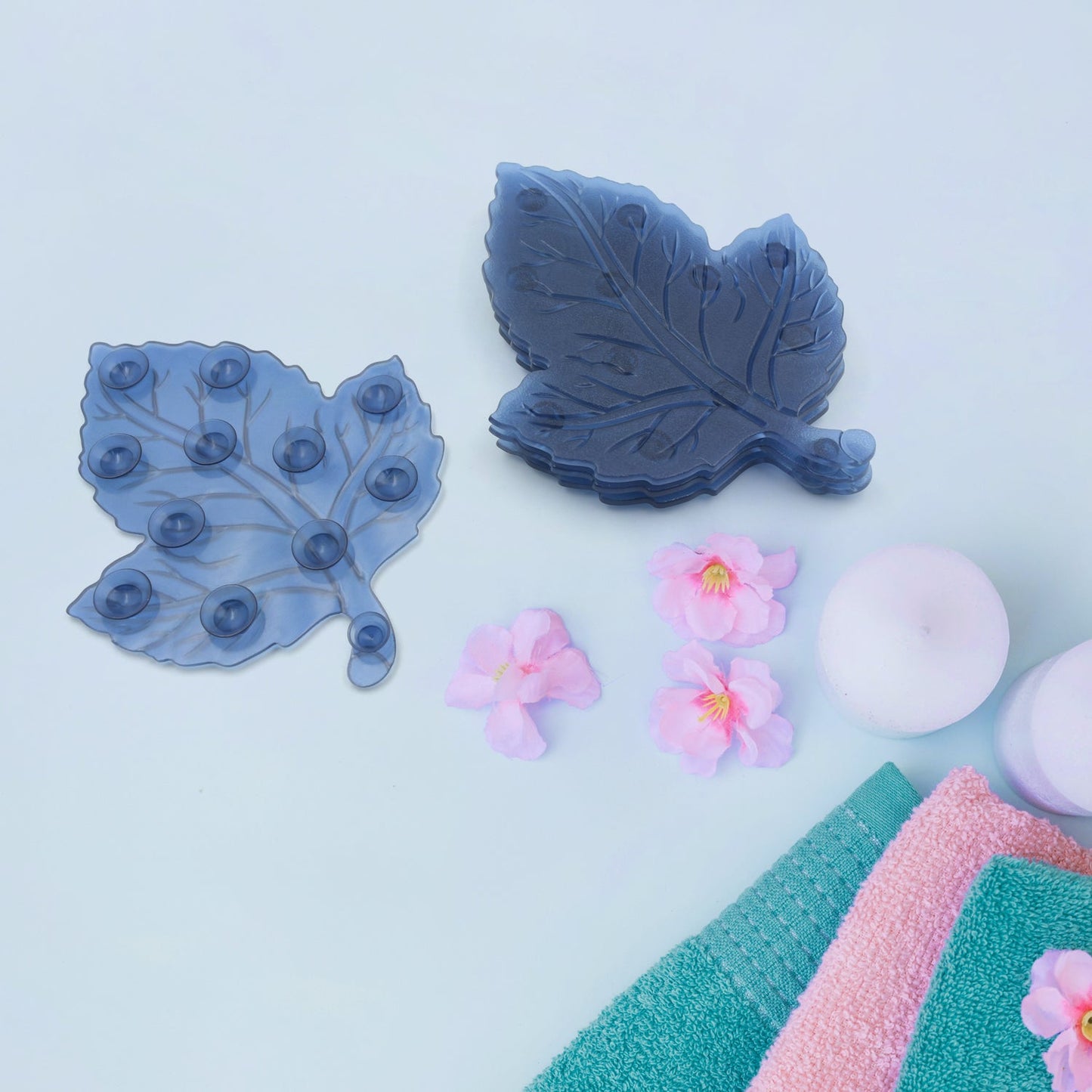 Baby Anti-Slip Bath Mat – Leaf Shaped PVC 4 Pc Set | CrystalWash