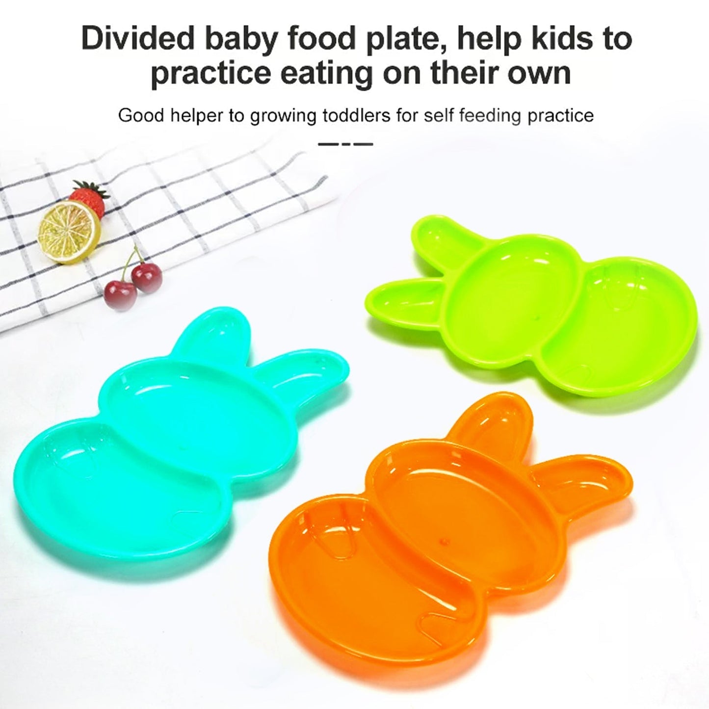 Kids' Rabbit Dish Set – Unbreakable Multicolor 6-Piece | TinyTrendy