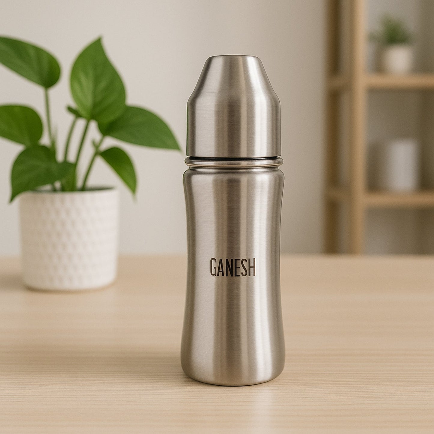 Ganesh Stainless Steel Baby Bottle – 250ml Anti-Colic Nipple