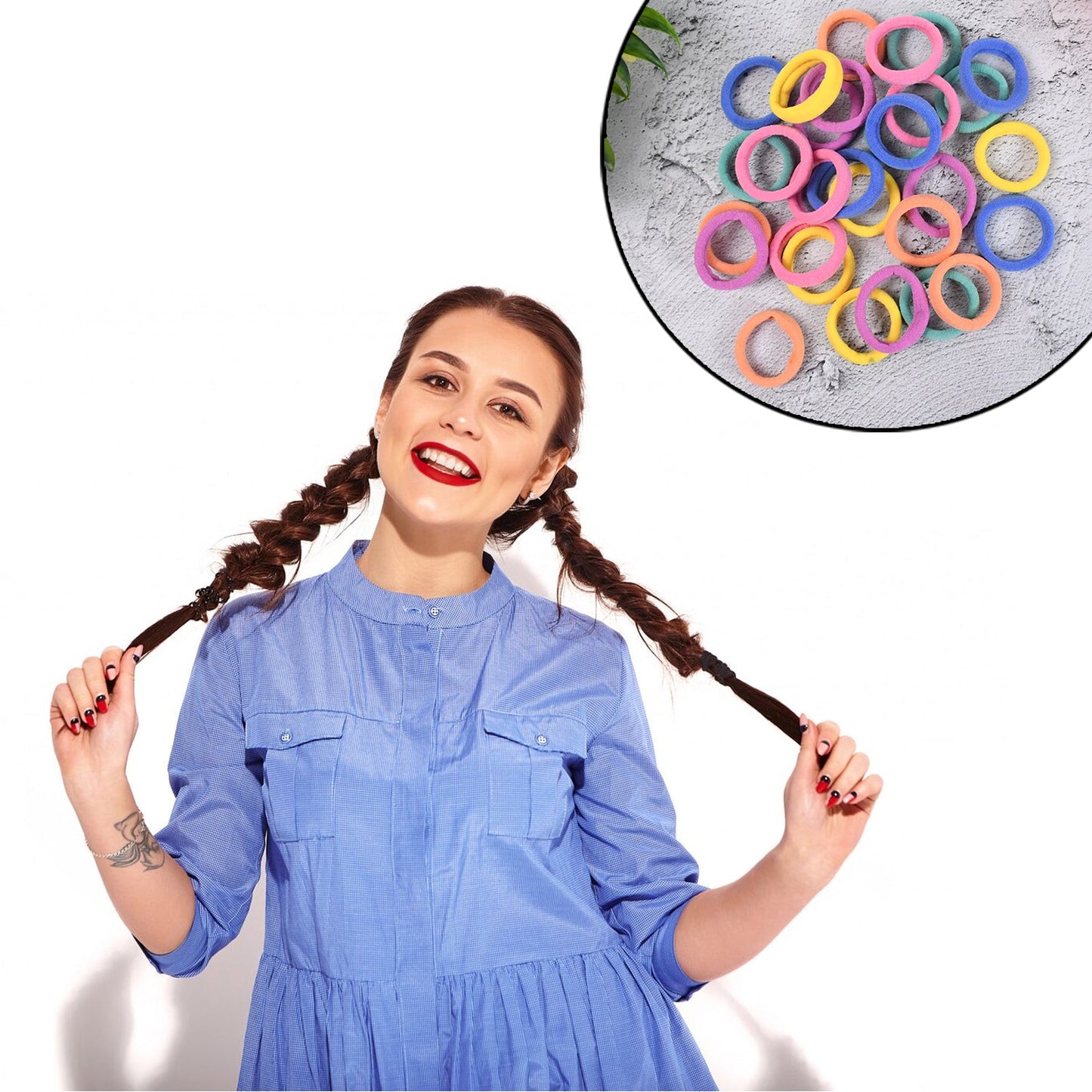 Mini Hair Ties – Colourful 30 Pcs Set for Kids | Calm & Curl