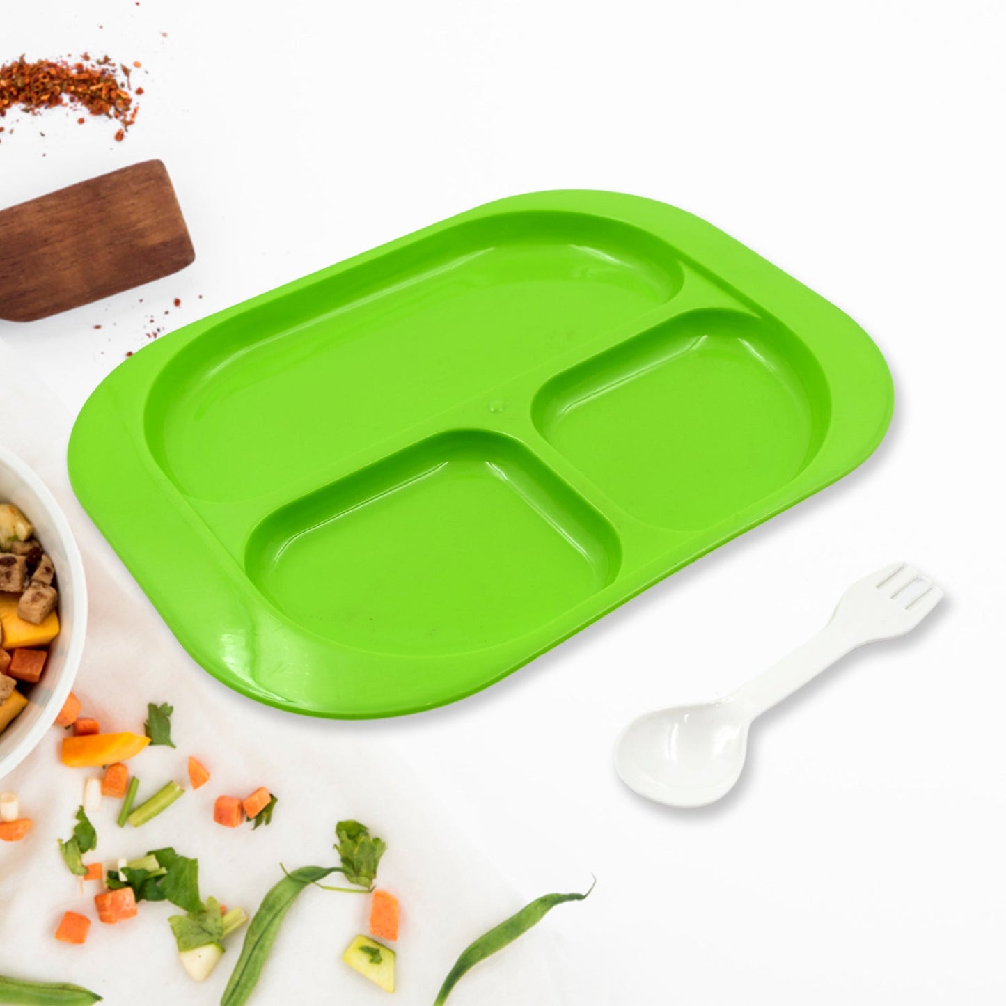 3-Compartment Food Plate – BPA-Free, Microwave Safe | FitFuzion