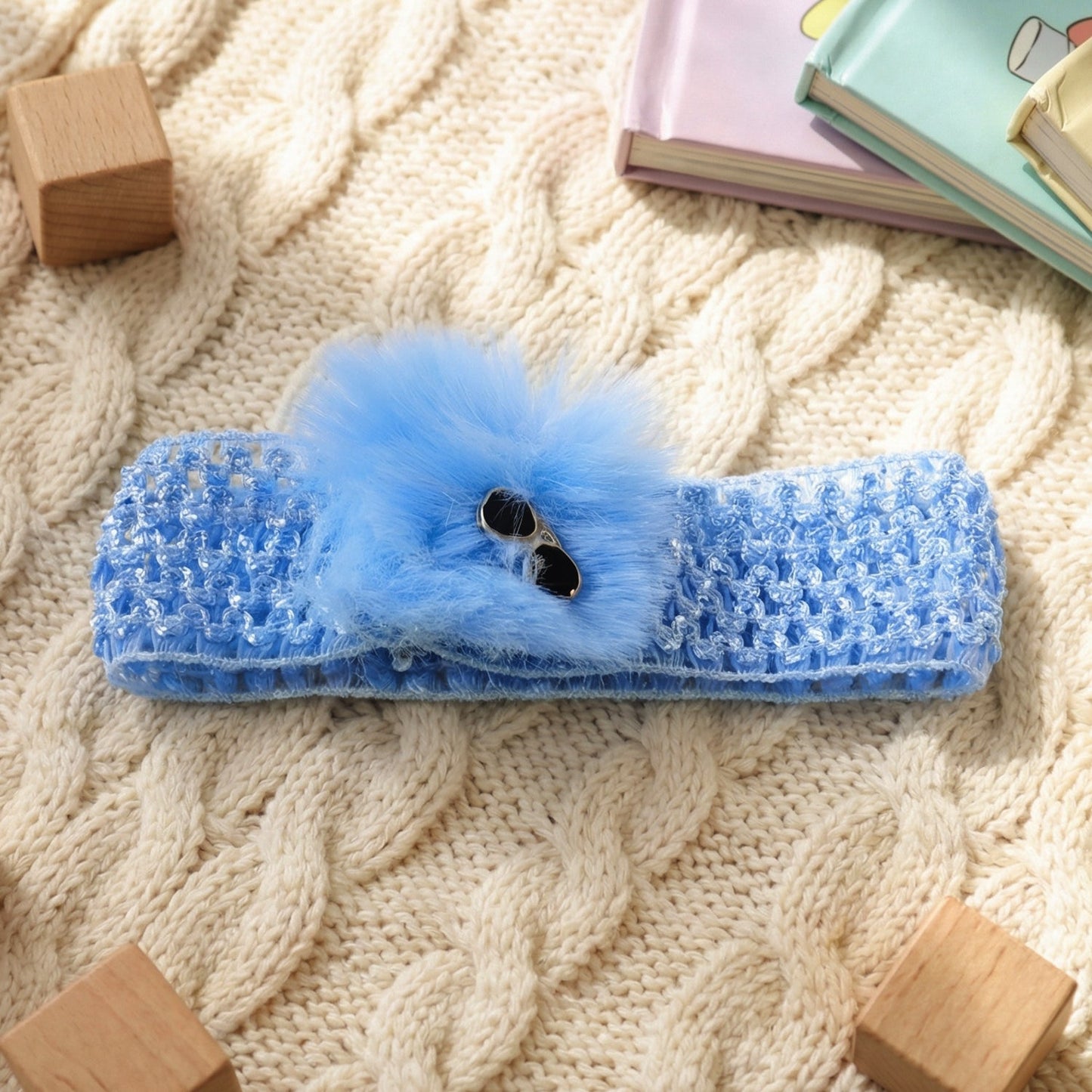 Baby Girls Hair Band – Soft Elastic with Pom Pom for Comfort