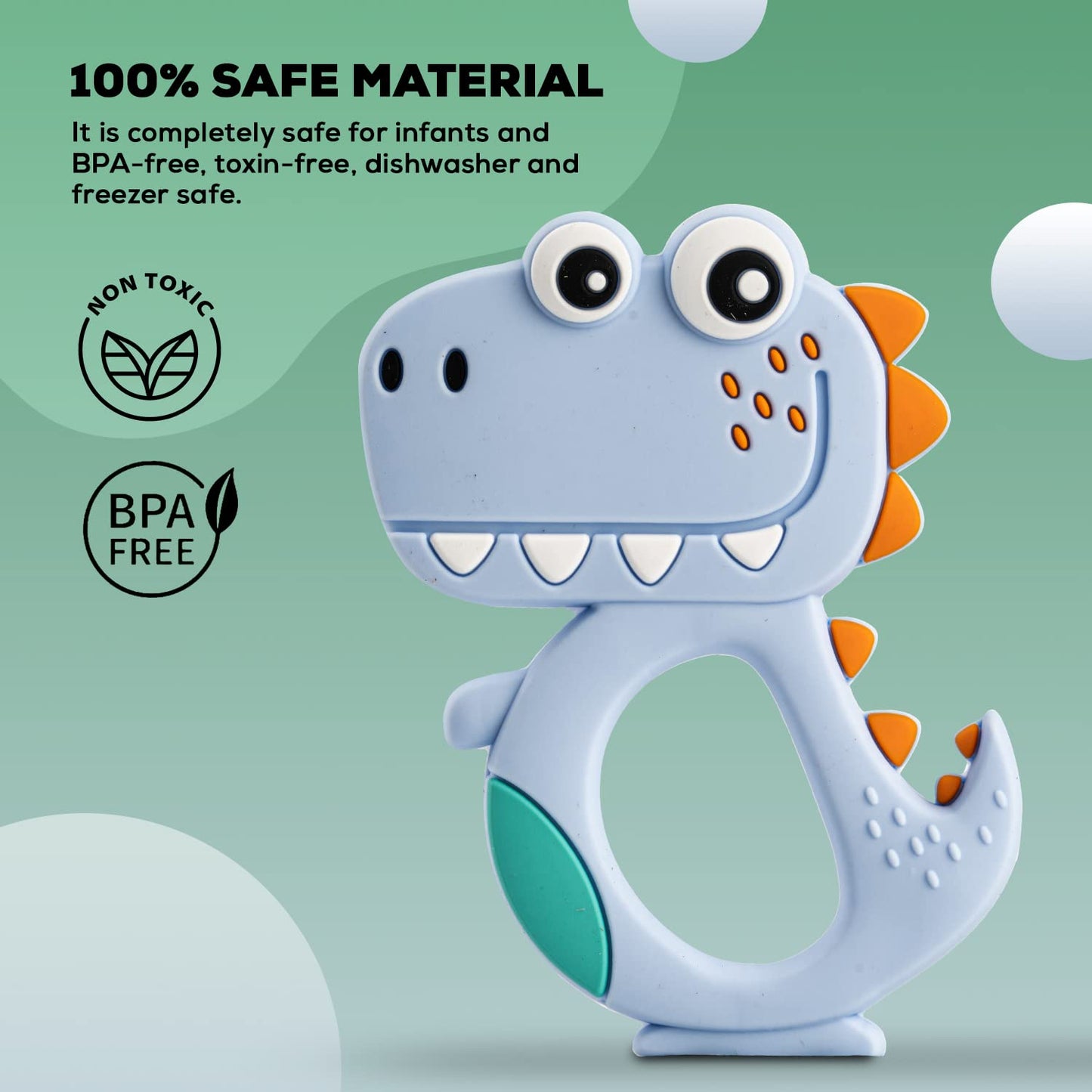 Dinosaur Baby Teether – Soft BPA-Free Silicone | Babyova