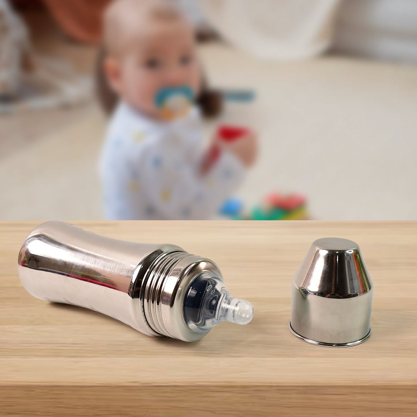 Stainless Steel Baby Feeding Bottle – 250ml Durable & Anti-Colic