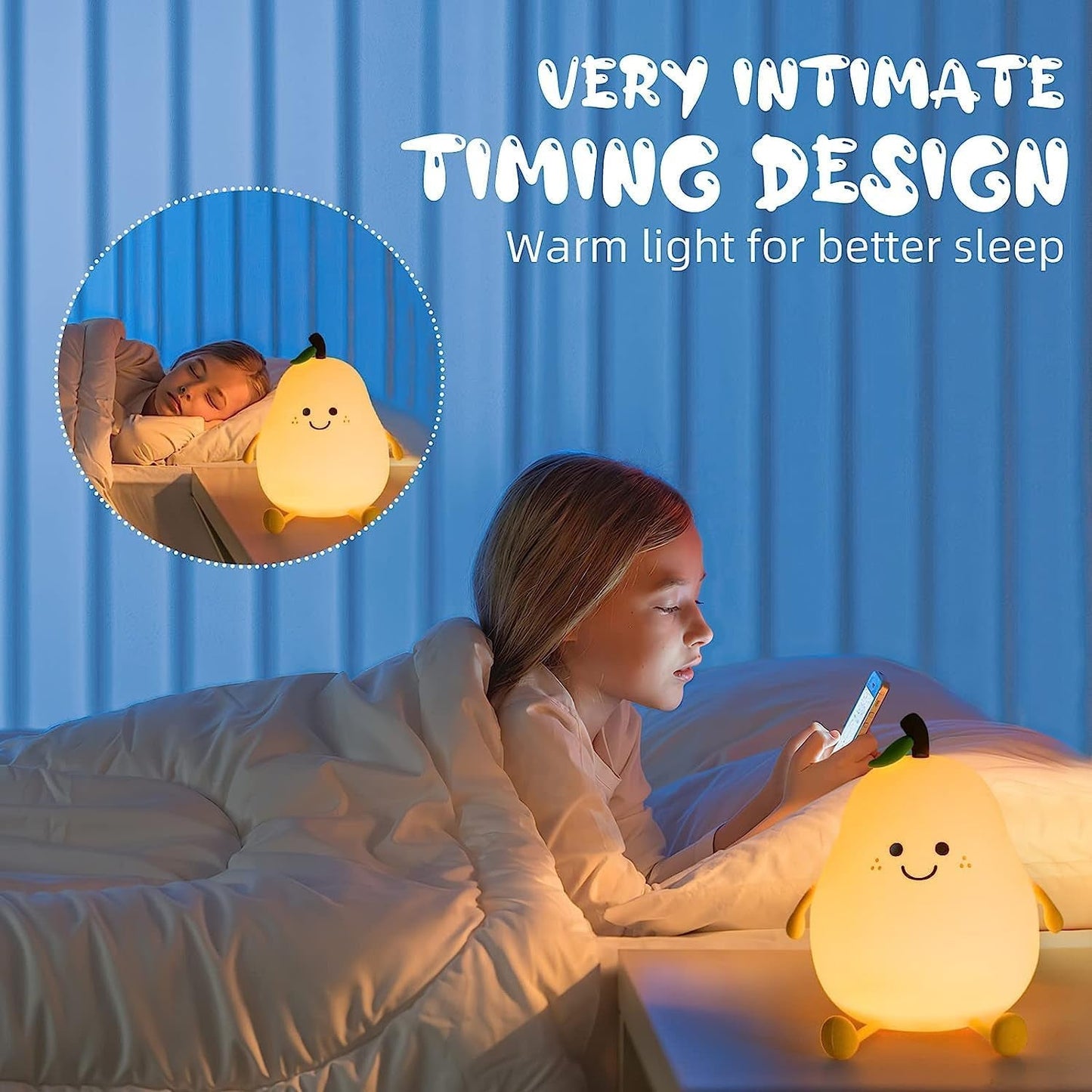 Pear Silicone Night Lamp – Multi-Color LED & Touch Control