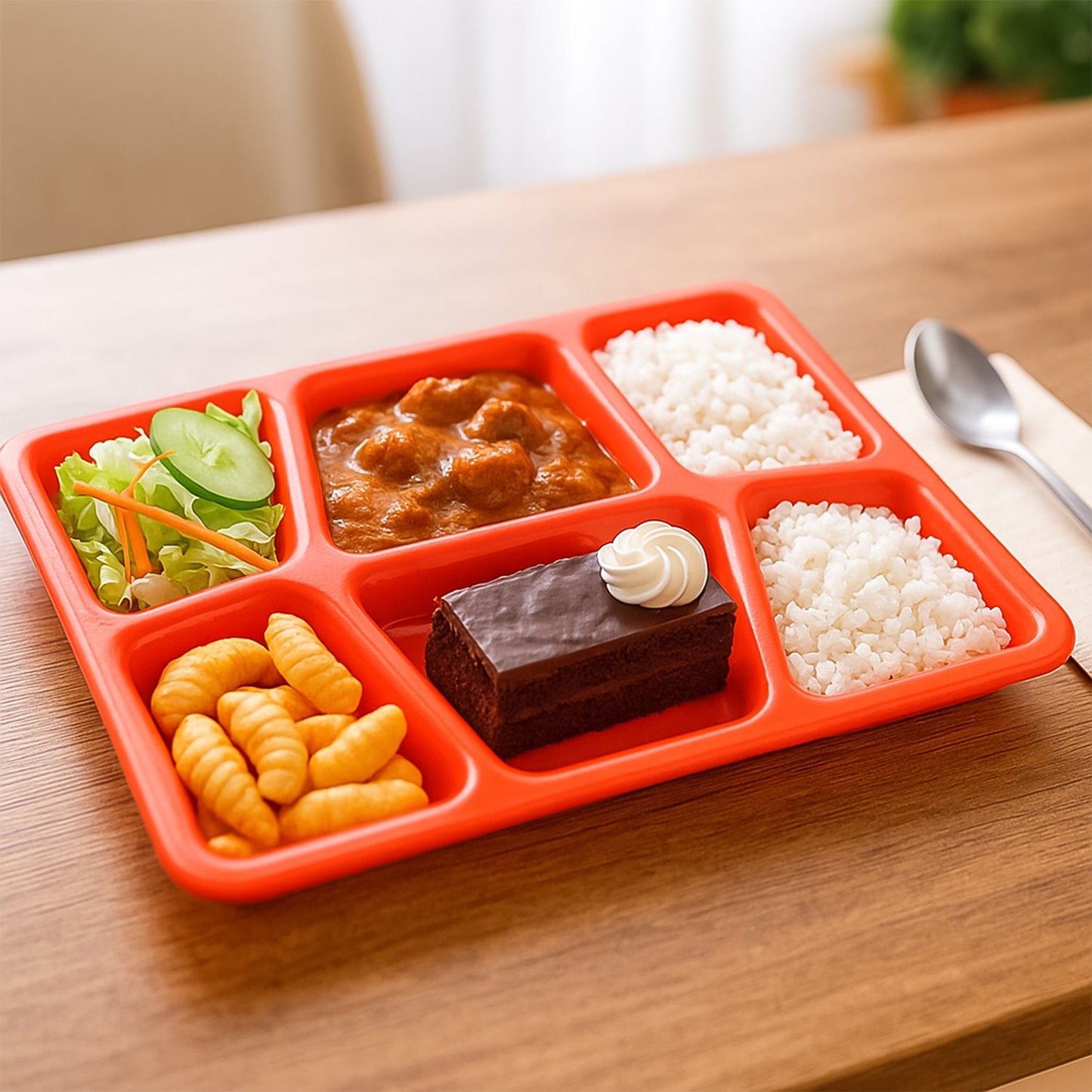 Multi-Compartment Plastic Meal Serving Tray – Mess-Free Portion Control