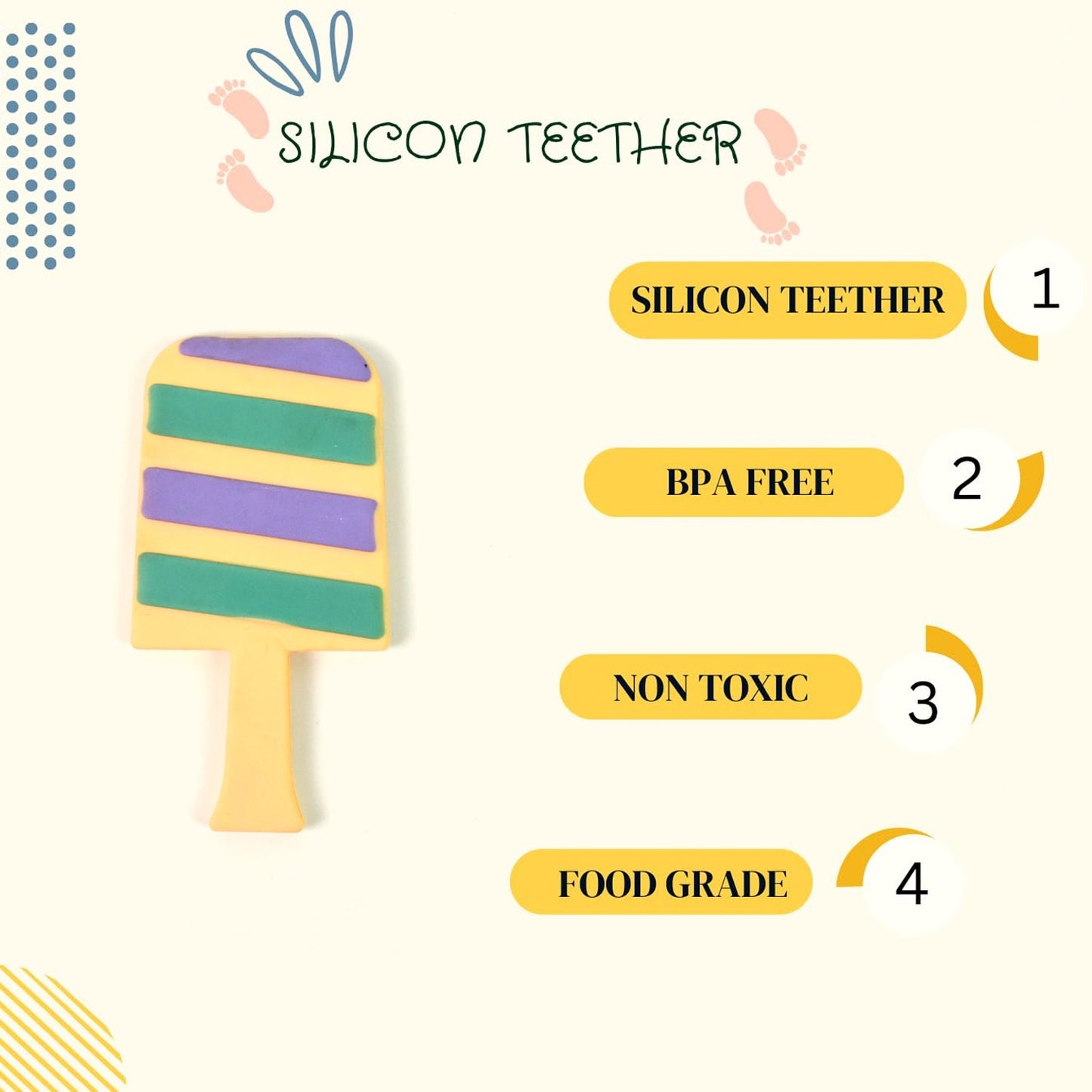 Silicone Baby Teether – Soft, BPA-Free Candy Shape | Babyova