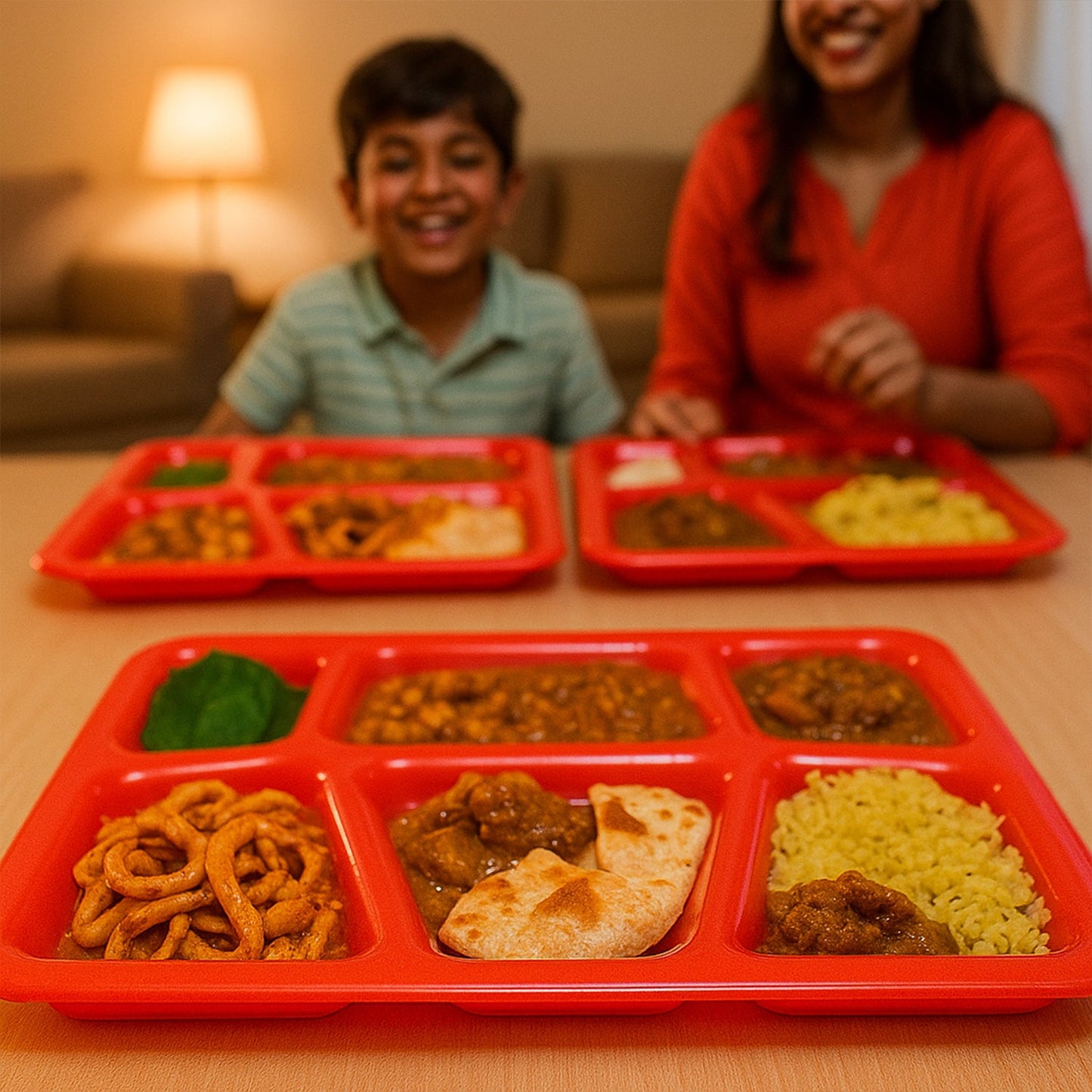 Multi-Compartment Plastic Meal Serving Tray – Mess-Free Portion Control