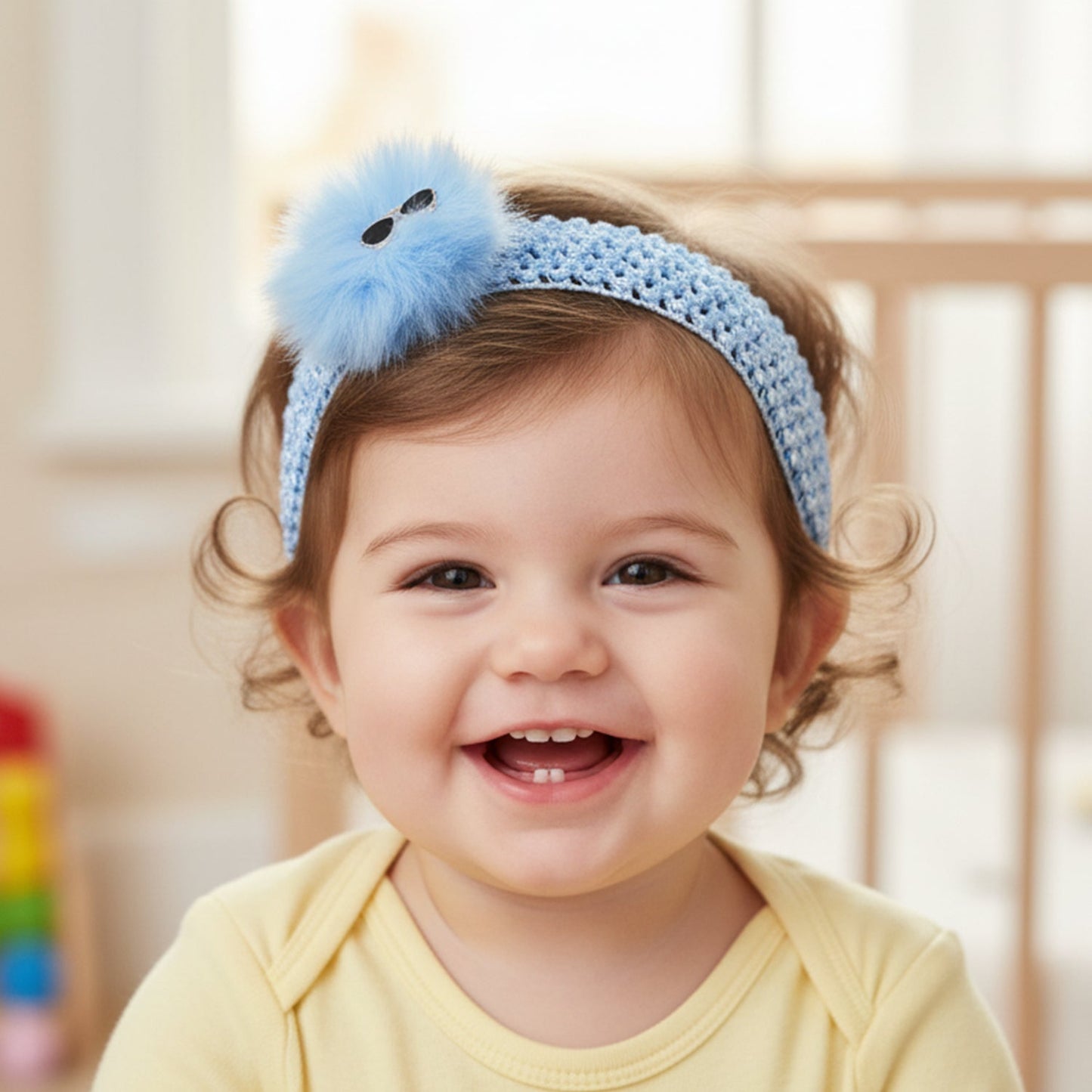 Baby Girls Hair Band – Soft Elastic with Pom Pom for Comfort