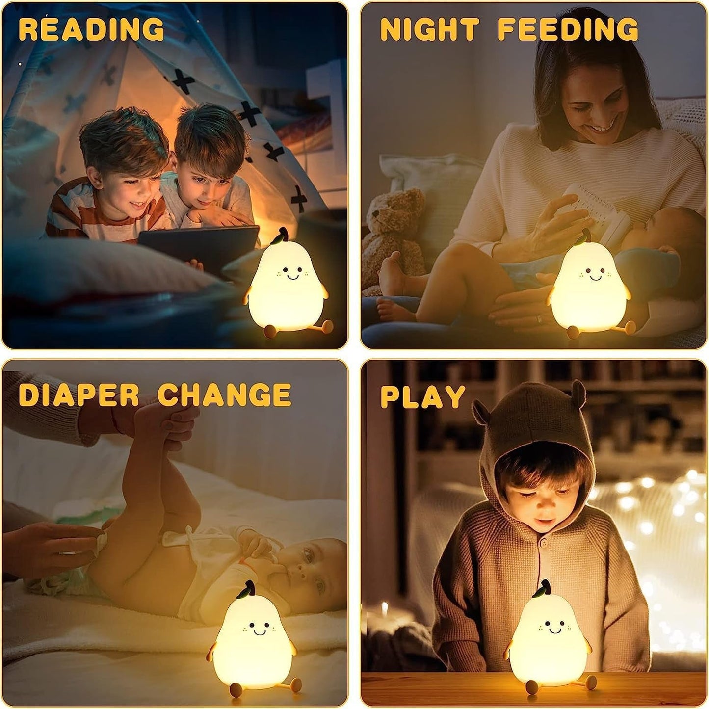 Pear Silicone Night Lamp – Multi-Color LED & Touch Control