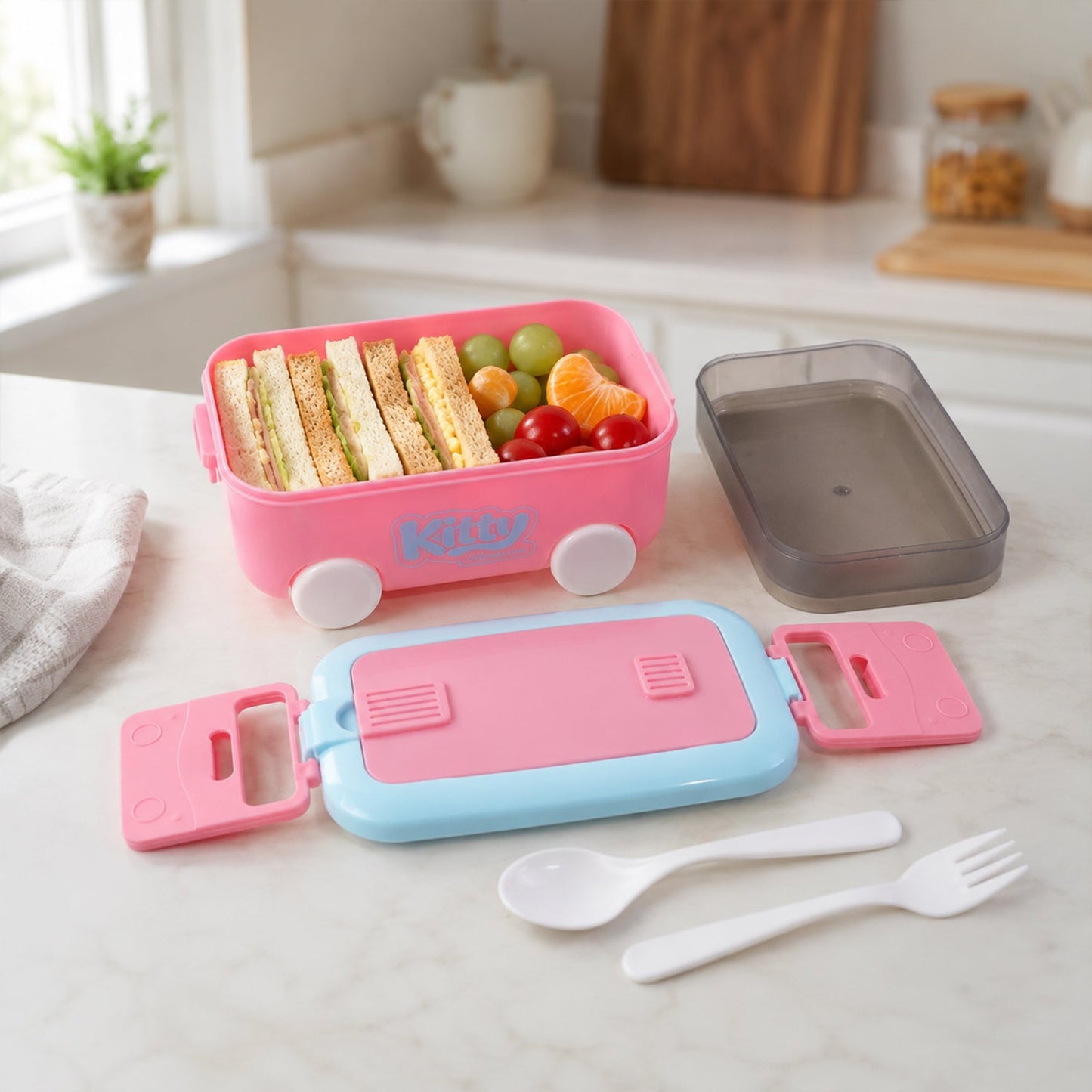 Kids Car Shape Lunch Box with Wheels – Fun and Leakproof Design