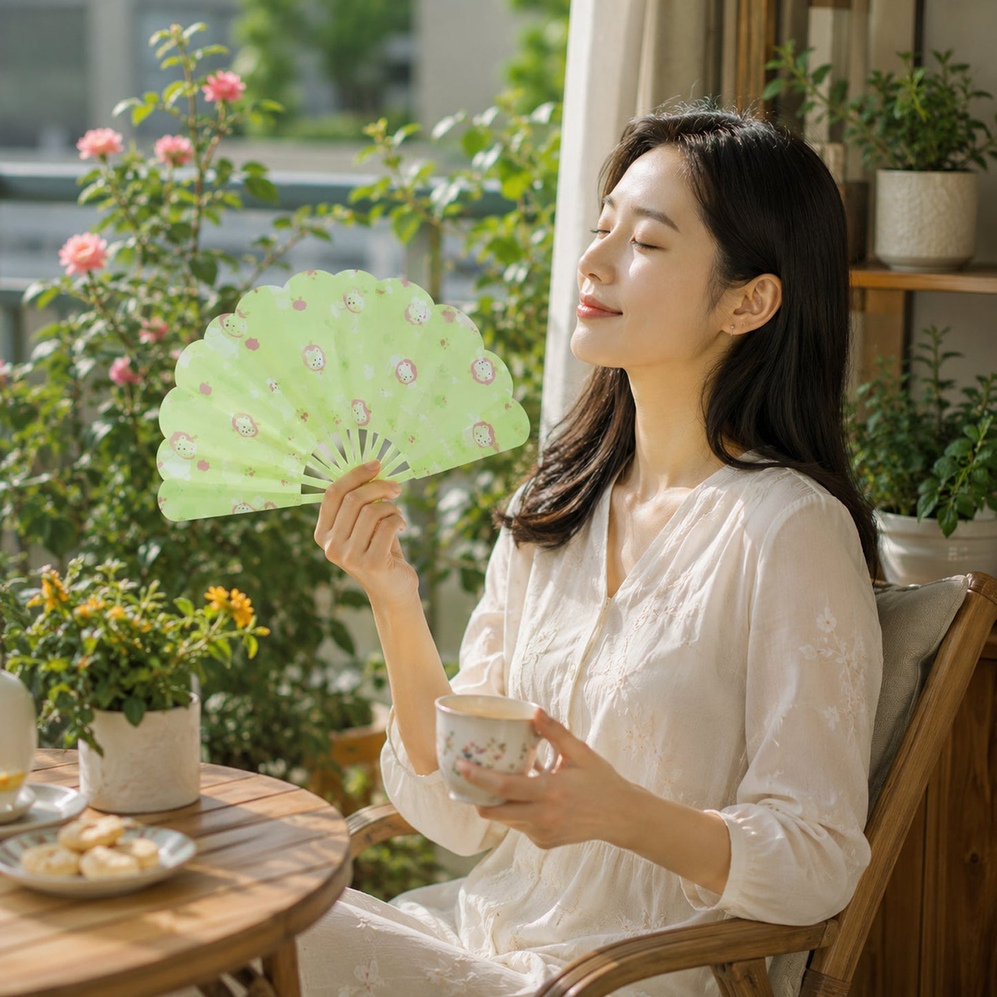 Foldable Handheld Fan 1 Pc Cute Printed Portable Manual Cooling Fan (1 Pc)