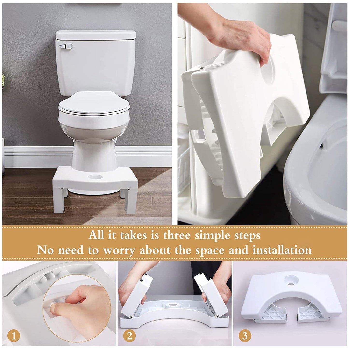 Toilet Squat Stool – Foldable, Non-Slip Bathroom Relief | storenzo