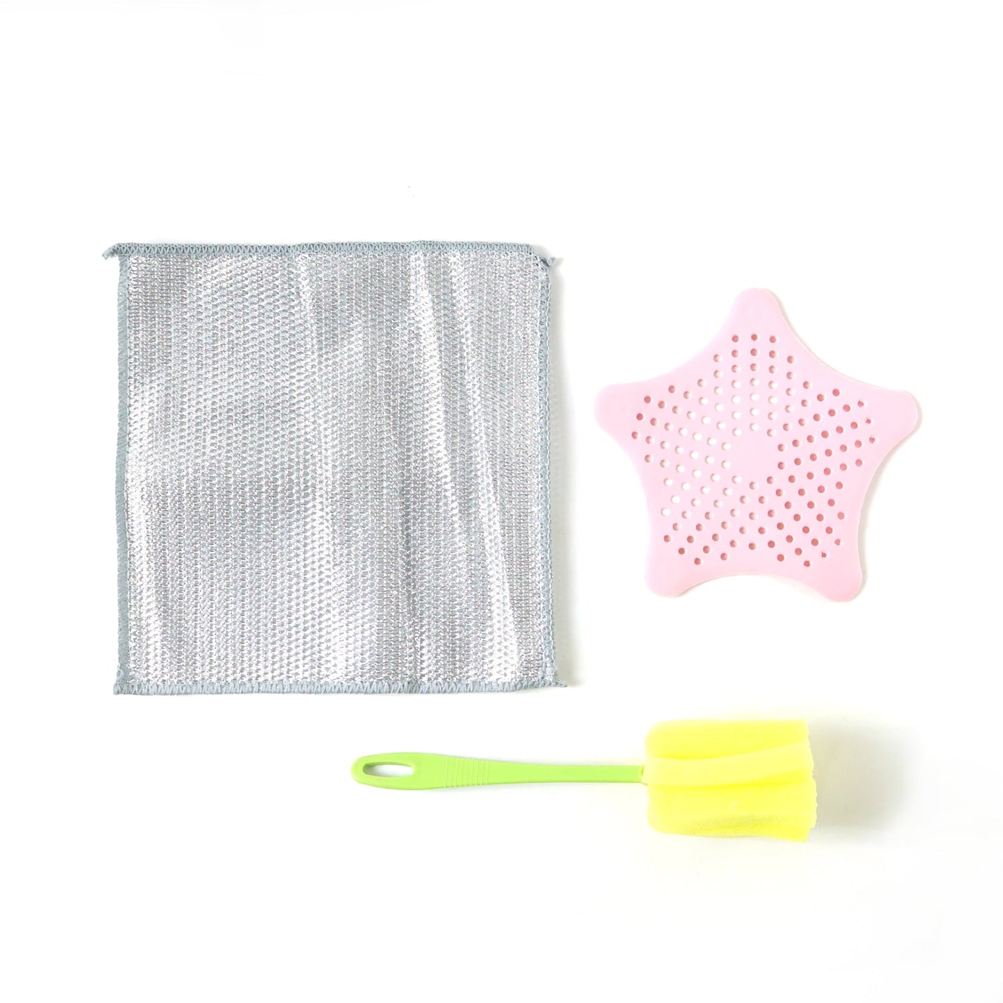 Kitchen Cleaning Set – 3-in-1 Combo with Scrub Pad & Bottle Brush