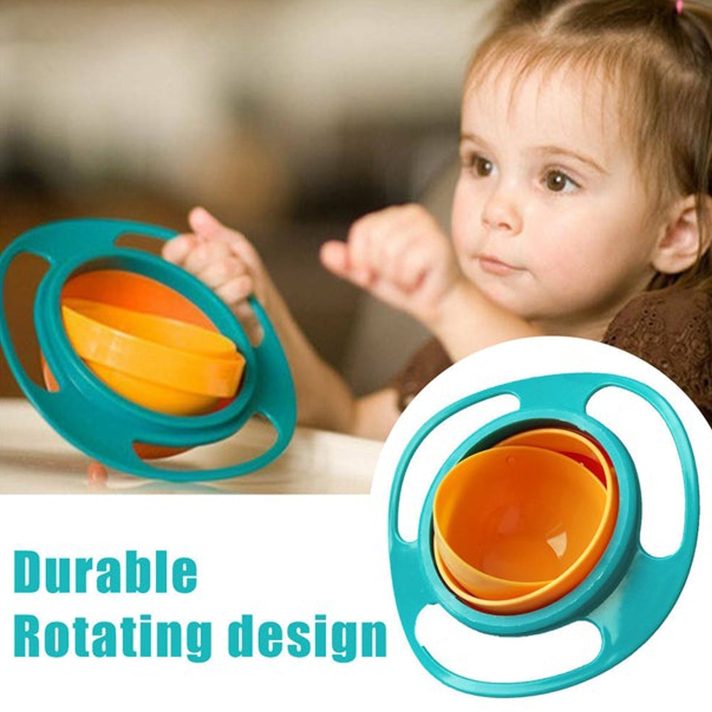 Rotating Baby Bowl – Spill-Proof & Easy Feeding | Mini Bubbles
