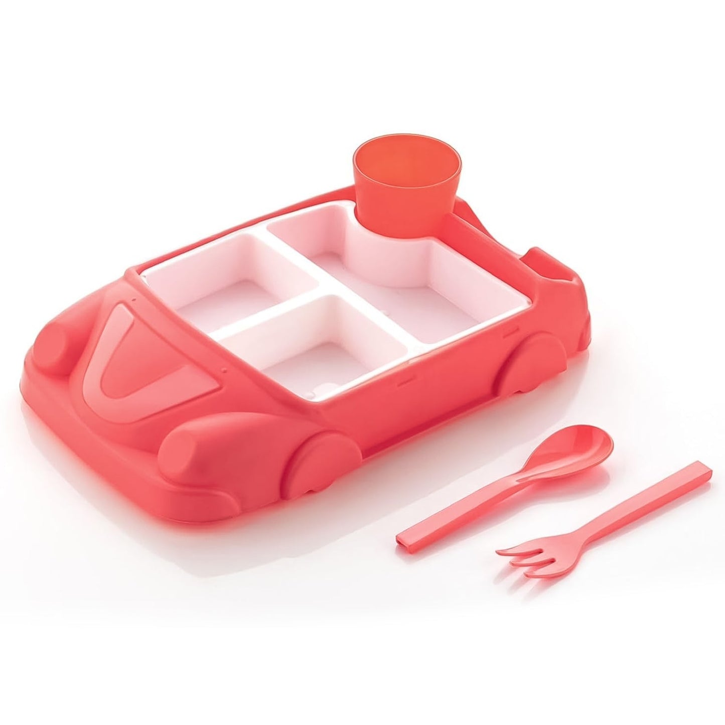 Kids Car Lunch Box Set – 4 Pcs Dinnerware & Suction Plate | Lunchie Bunchie