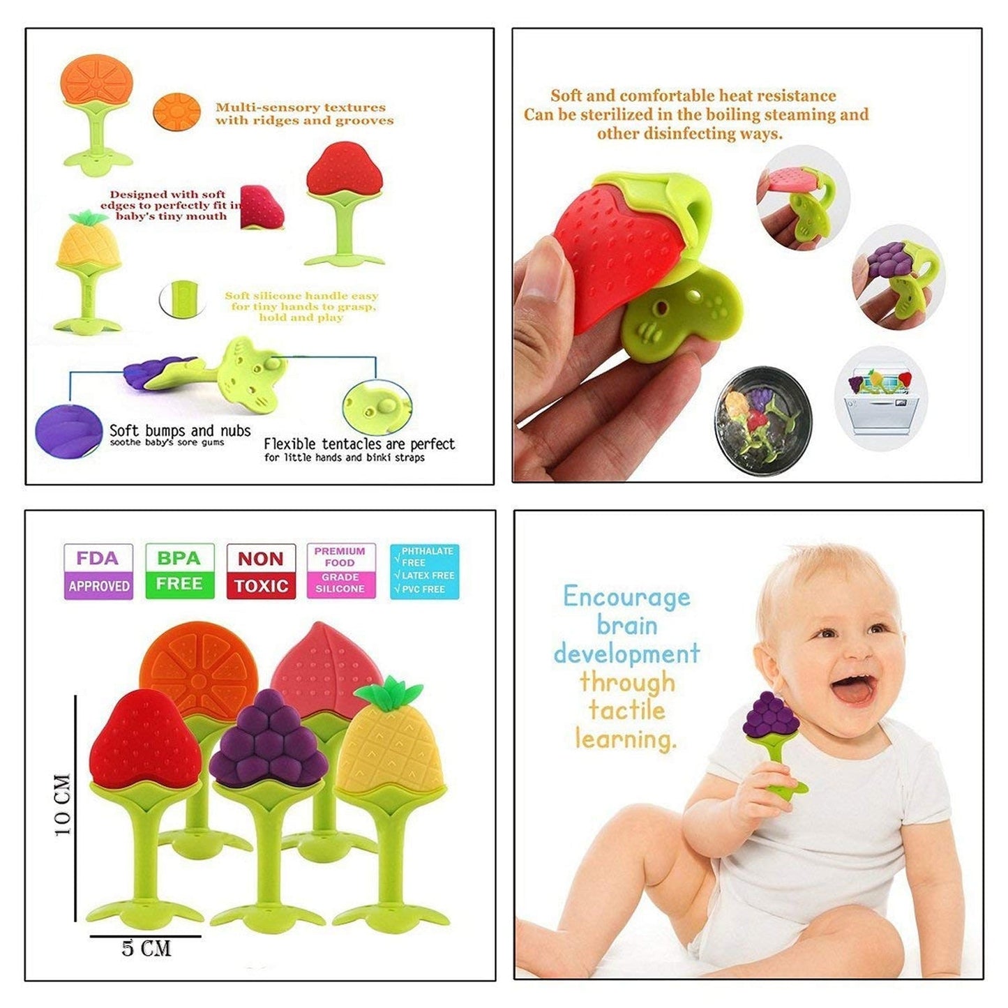 Baby Silicone Teether – Soft BPA-Free Fruit Toy for Gums | Babyova