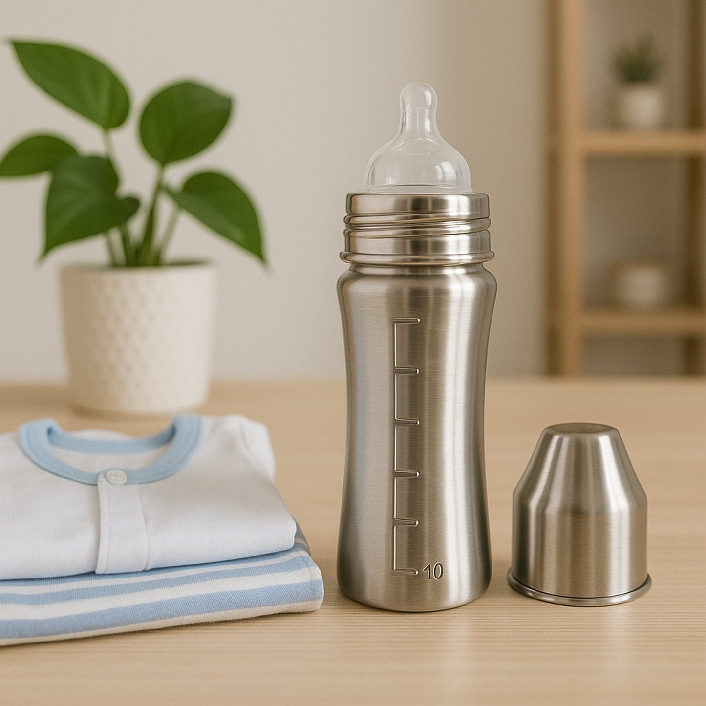 Ganesh Stainless Steel Baby Bottle – 250ml Anti-Colic Nipple