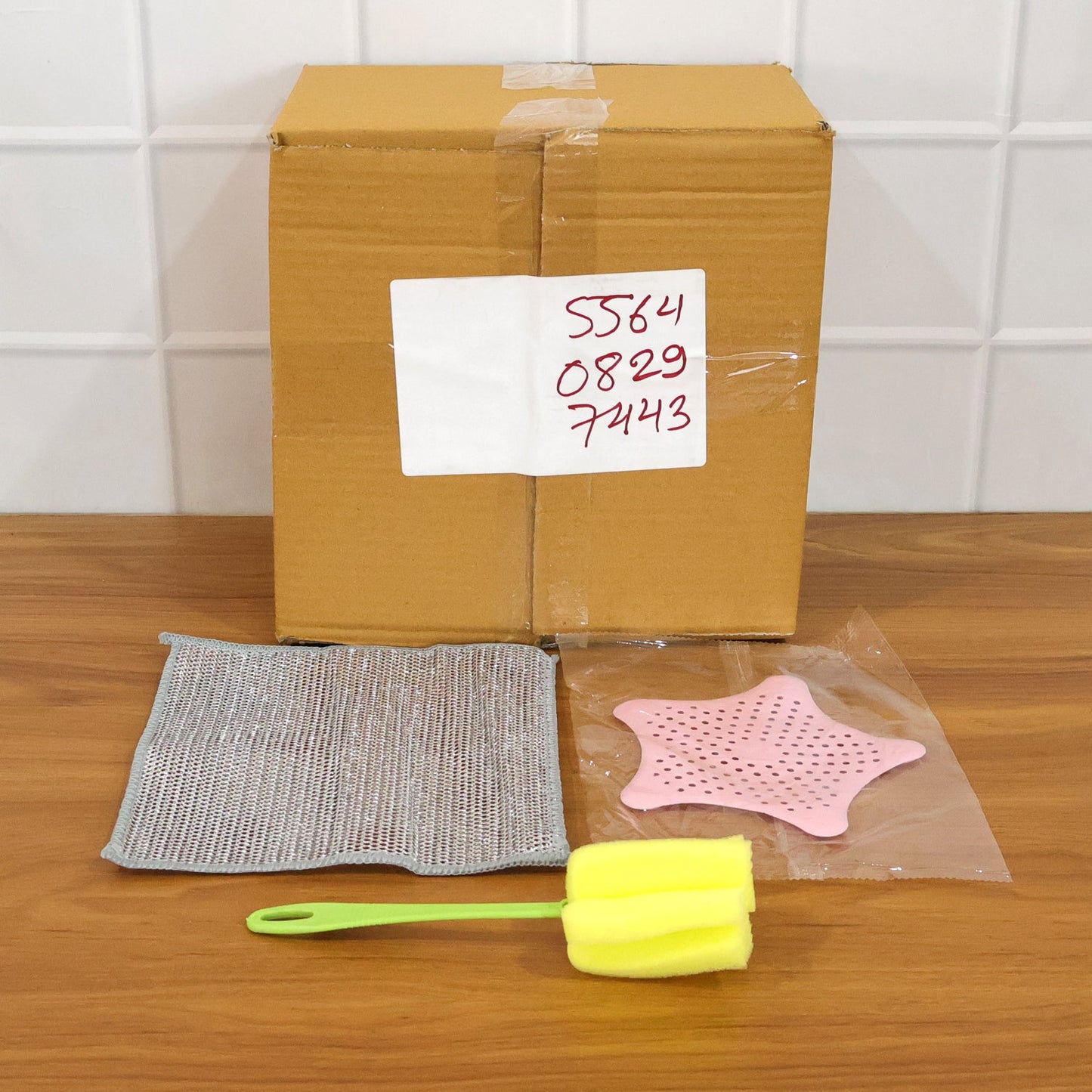 Kitchen Cleaning Set – 3-in-1 Combo with Scrub Pad & Bottle Brush