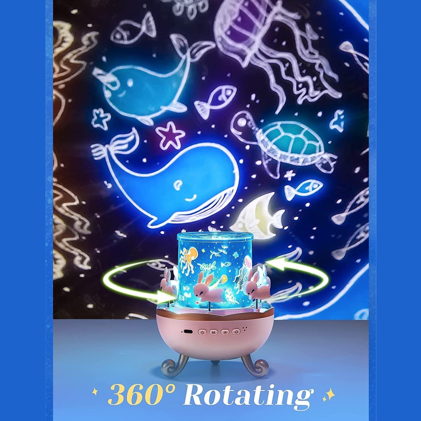 LED Rotating Night Light – Bunny Carousel with Starry Projection