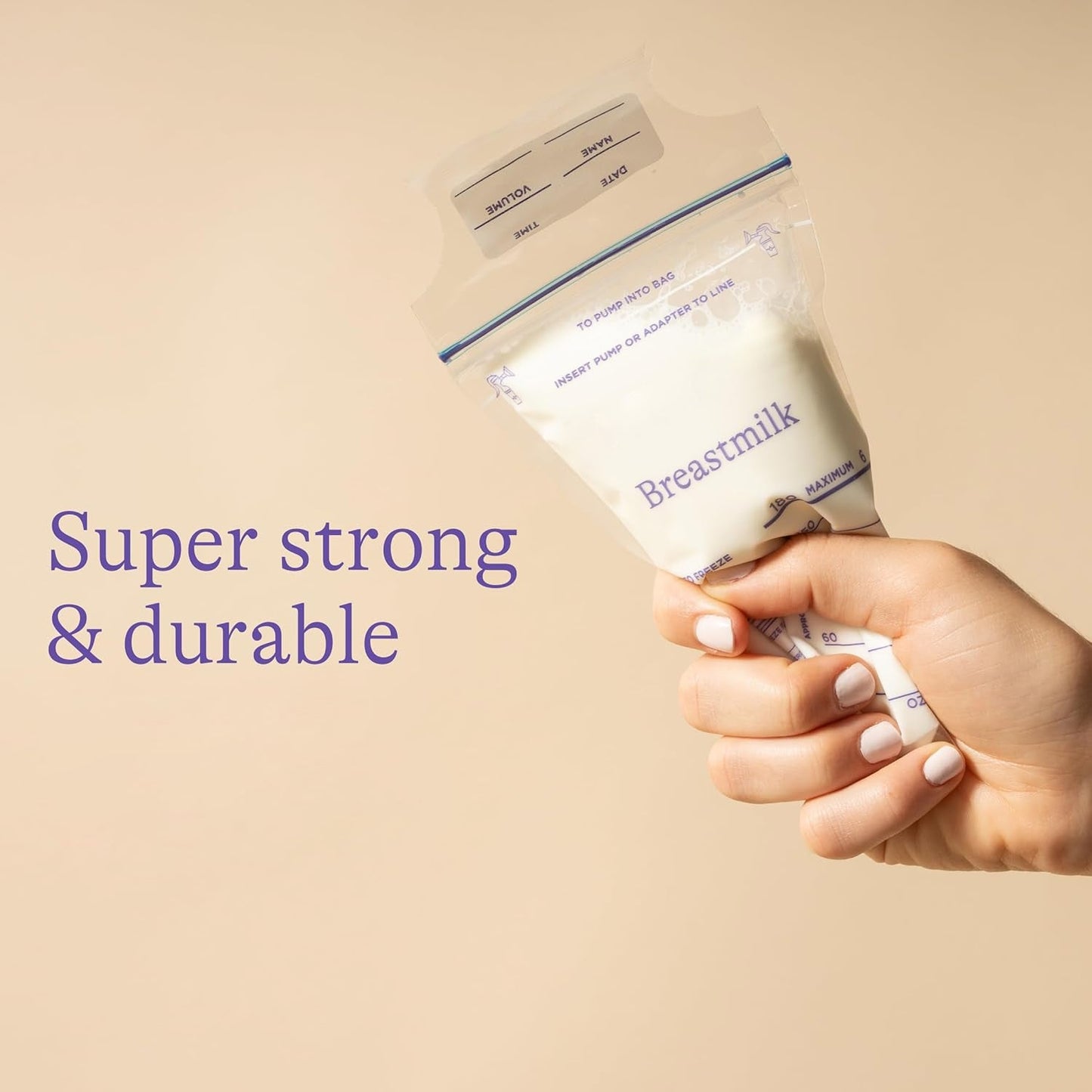 Breastmilk Storage Bags – Double Zipper Seal 60 Pcs | FERVENT