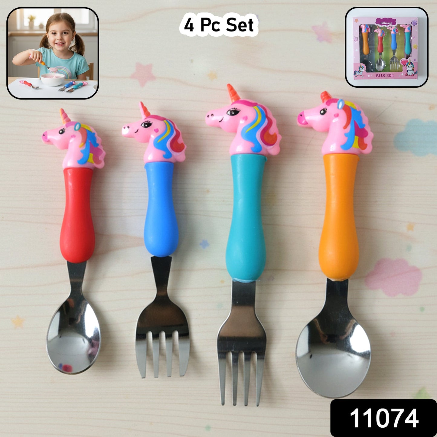 Unicorn Kids Spoon and Fork Set – Cute & Safe for Little Eaters