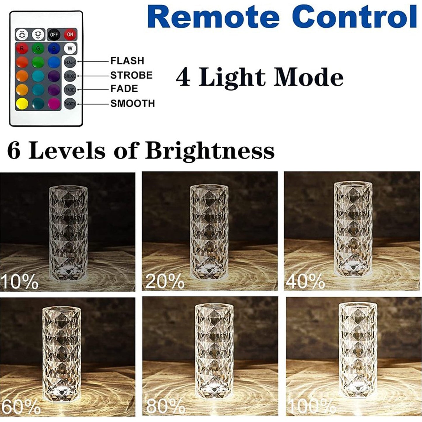Crystal Touch Lamp – 16-Color Rose Diamond LED Table Light | Styleva