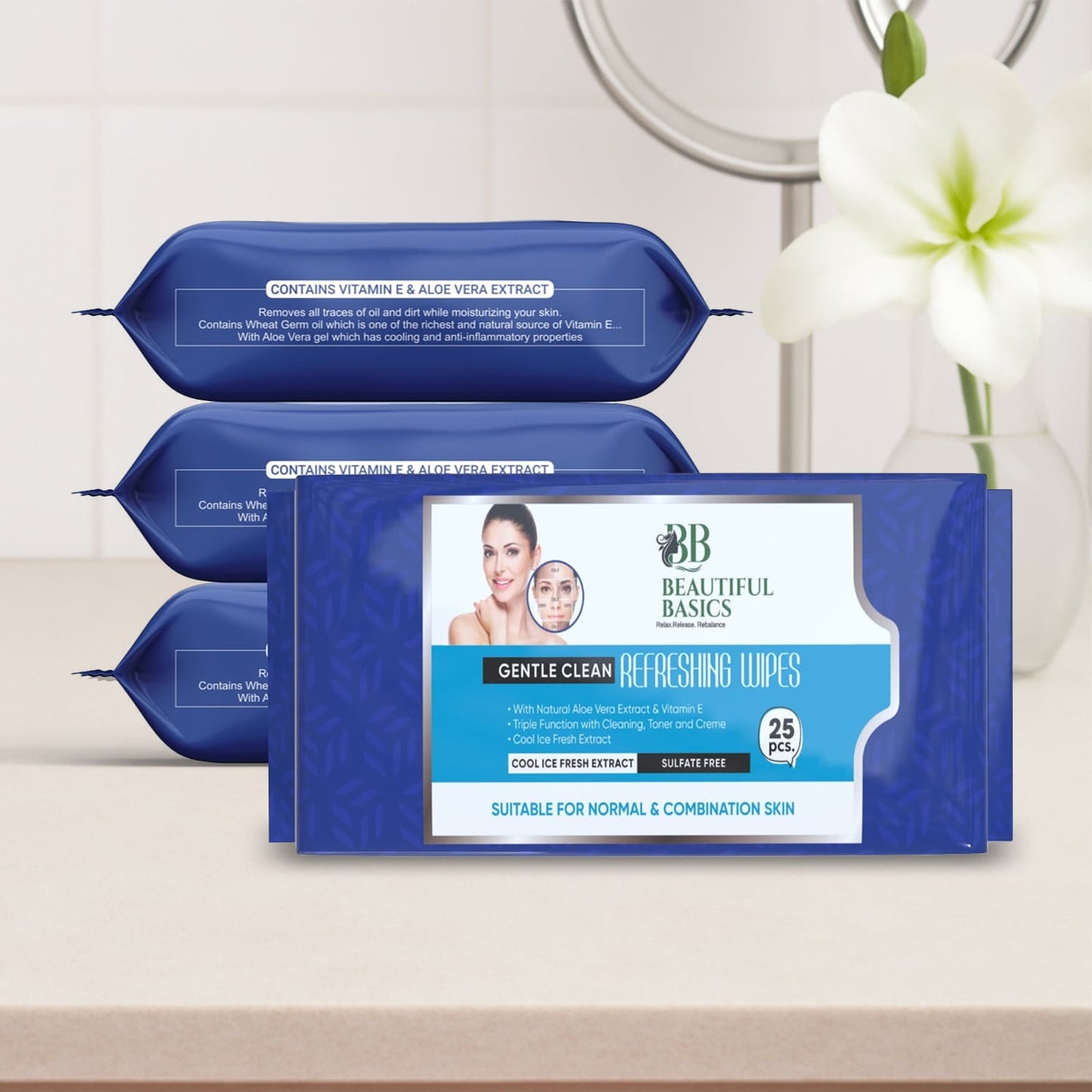Gentle Face Wipes for All Skin Types – 4x25 Pcs | Beautiful Basics