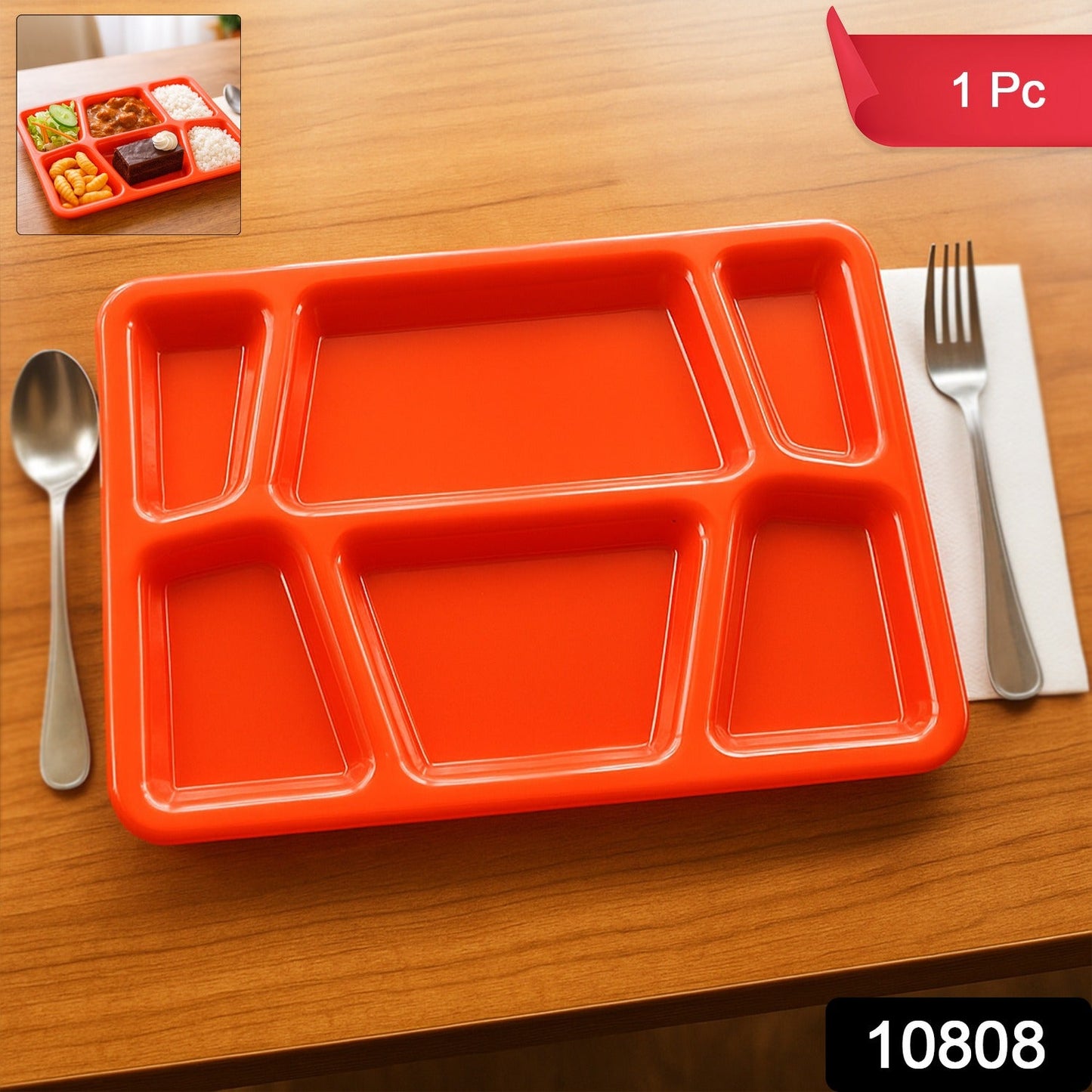 Multi-Compartment Plastic Meal Serving Tray – Mess-Free Portion Control