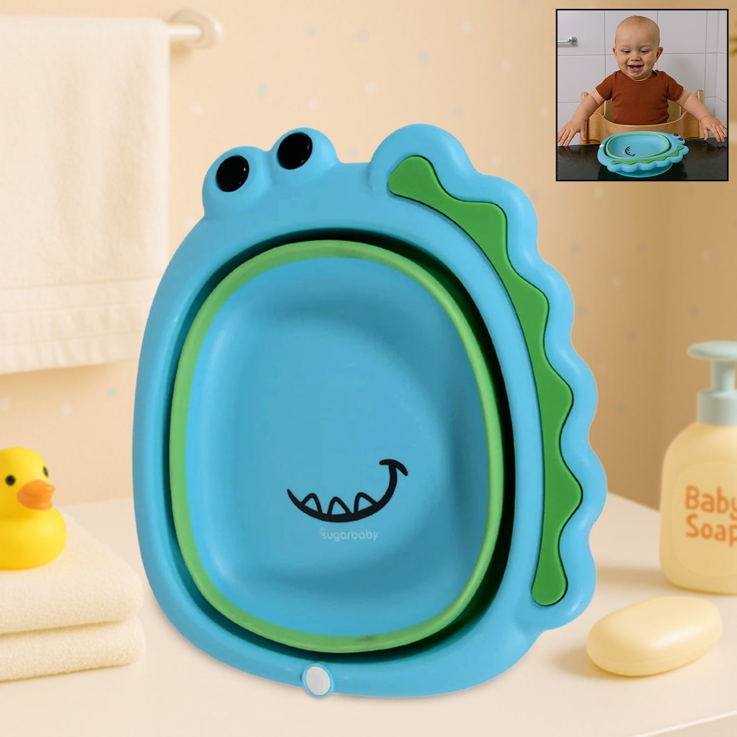 Foldable Baby Wash Basin – Space-Saving Frog Design | Bath Verse