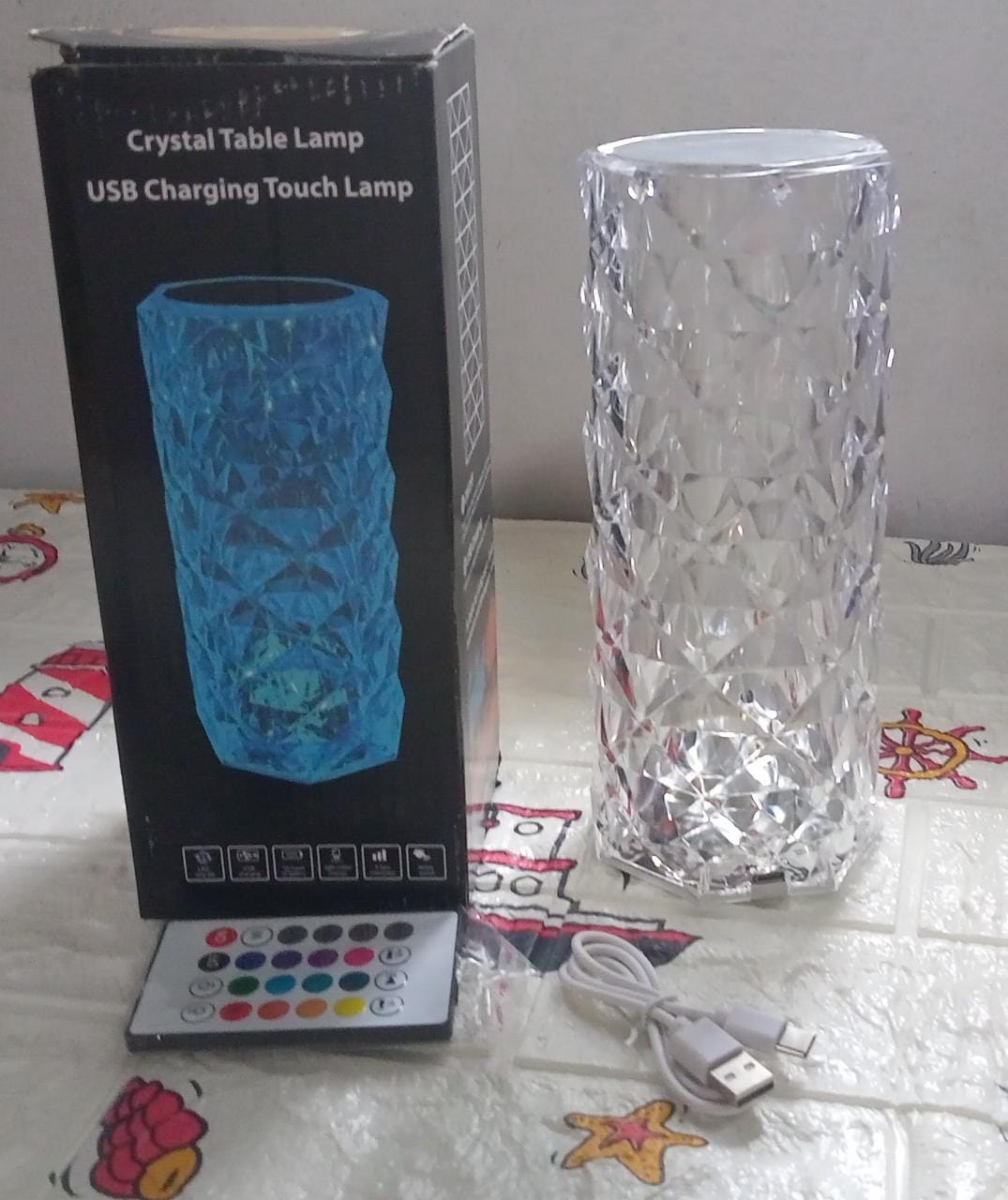 Crystal Touch Lamp – 16-Color Rose Diamond LED Table Light | Styleva