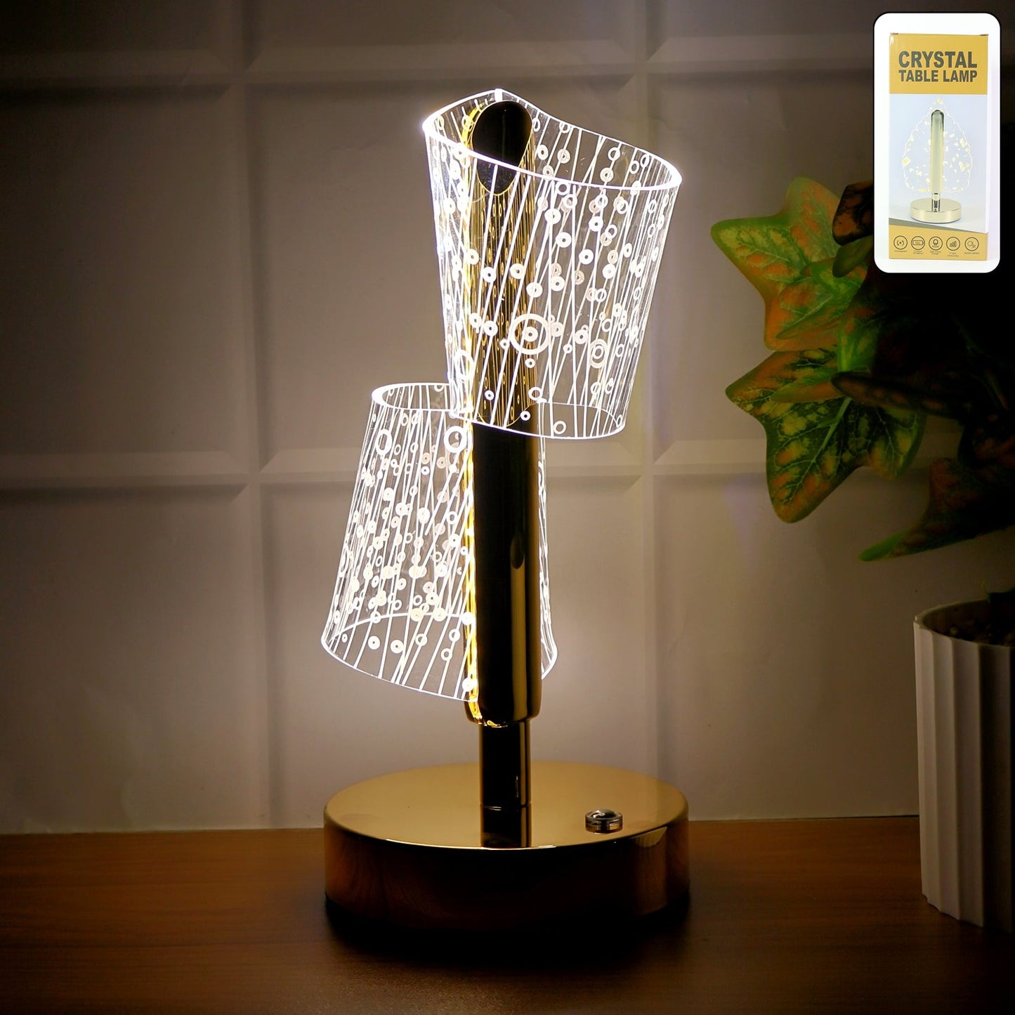 Crystal LED Double Shade Table Lamp – Elegant Home Lighting