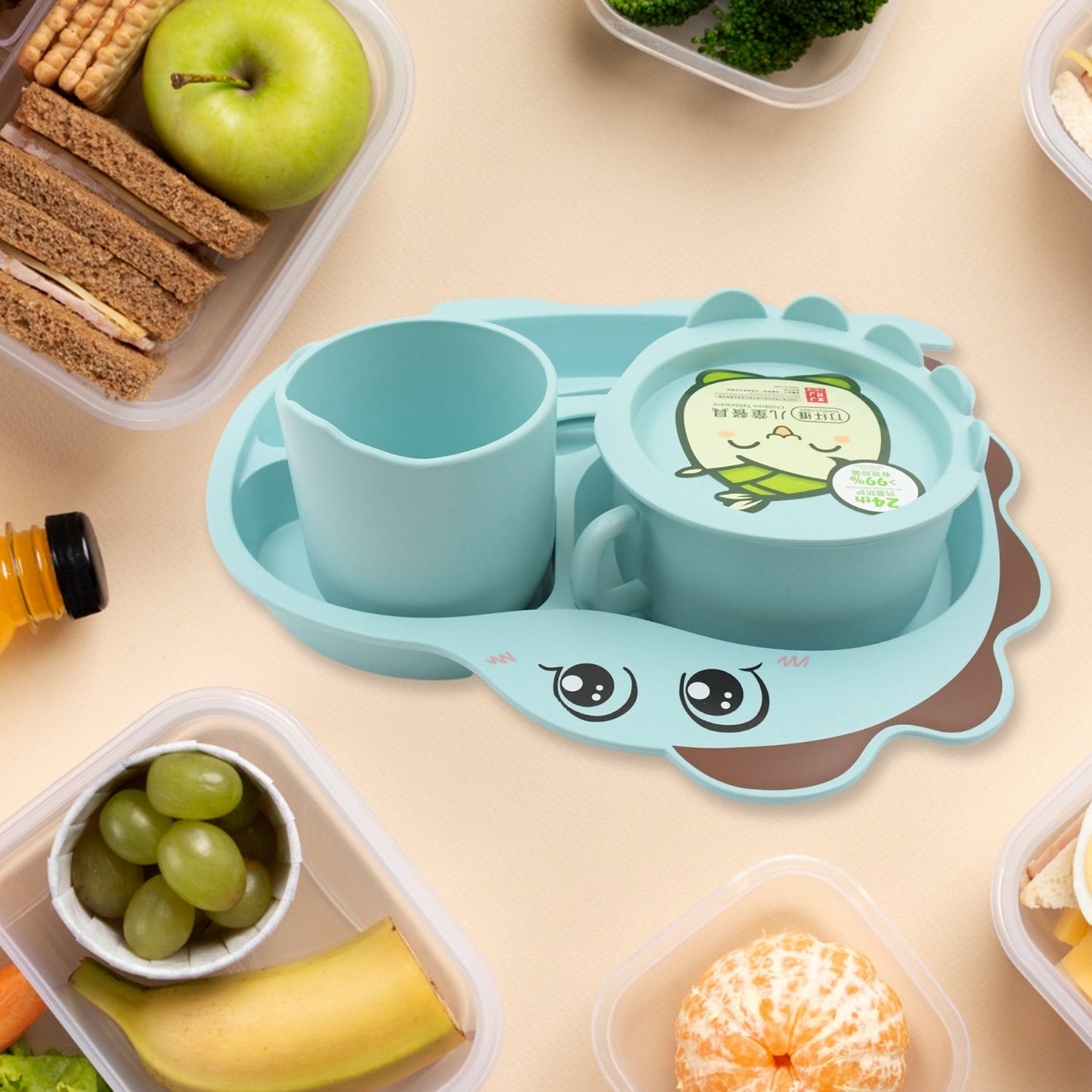 Baby Feeding Set – 7-Piece Bamboo Fibre Dinnerware | Baby Ladle