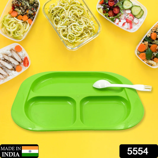 3-Compartment Food Plate – BPA-Free, Microwave Safe | FitFuzion