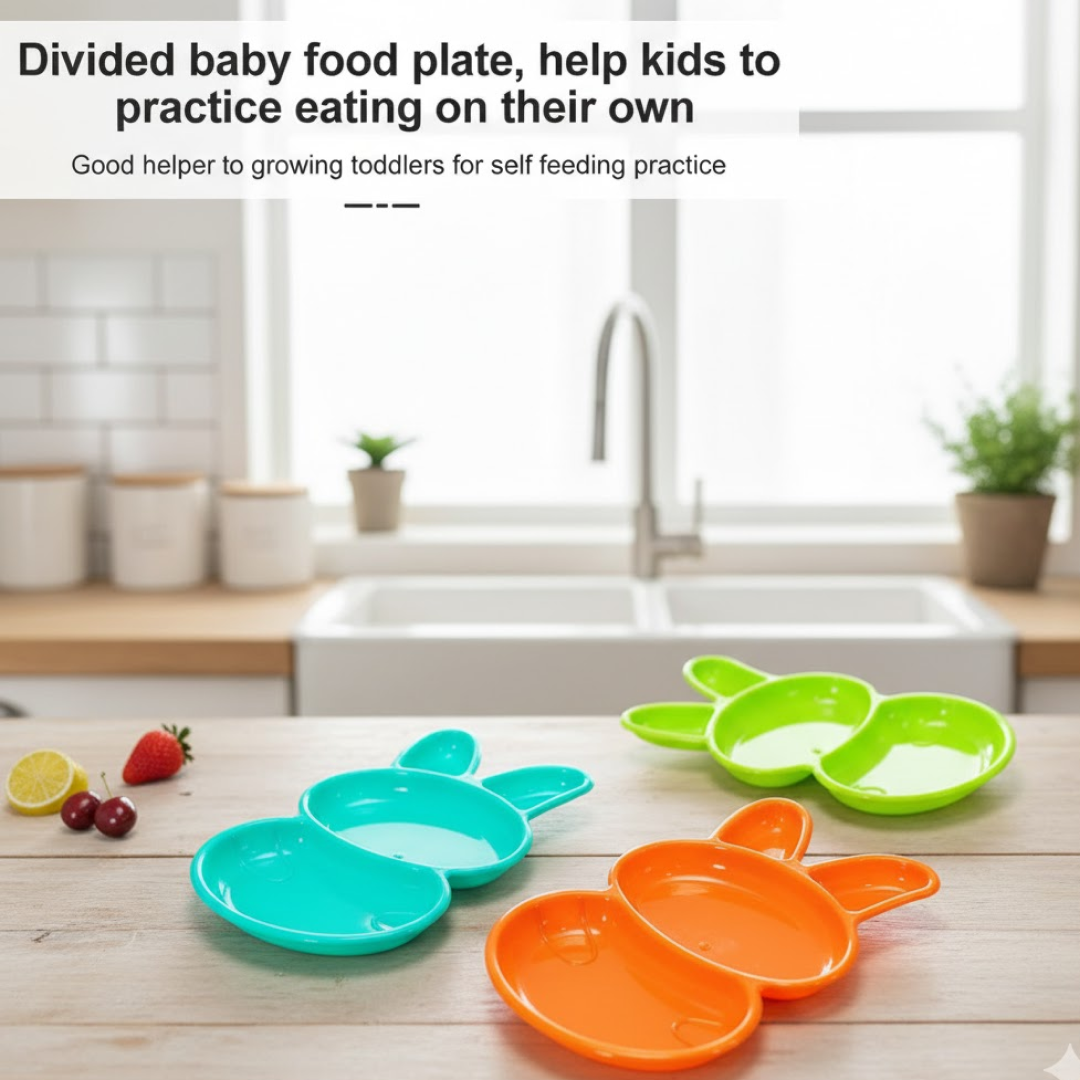 Kids' Rabbit Dish Set – Unbreakable Multicolor 6-Piece | TinyTrendy