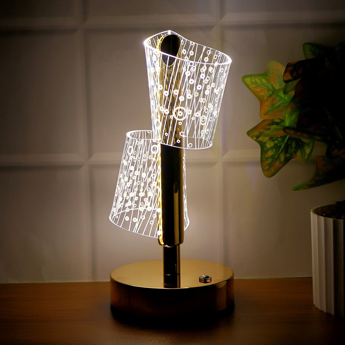 Crystal LED Double Shade Table Lamp – Elegant Home Lighting