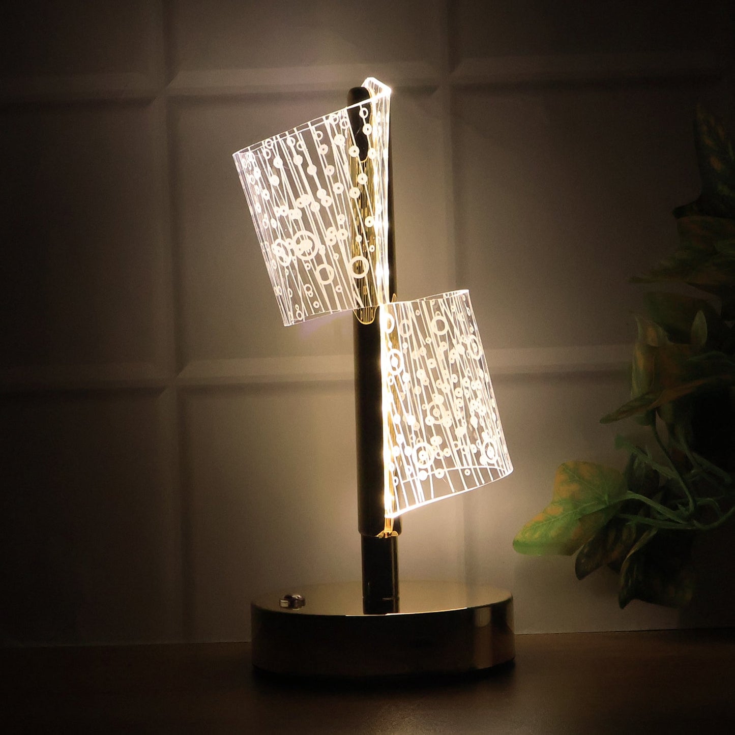 Crystal LED Double Shade Table Lamp – Elegant Home Lighting